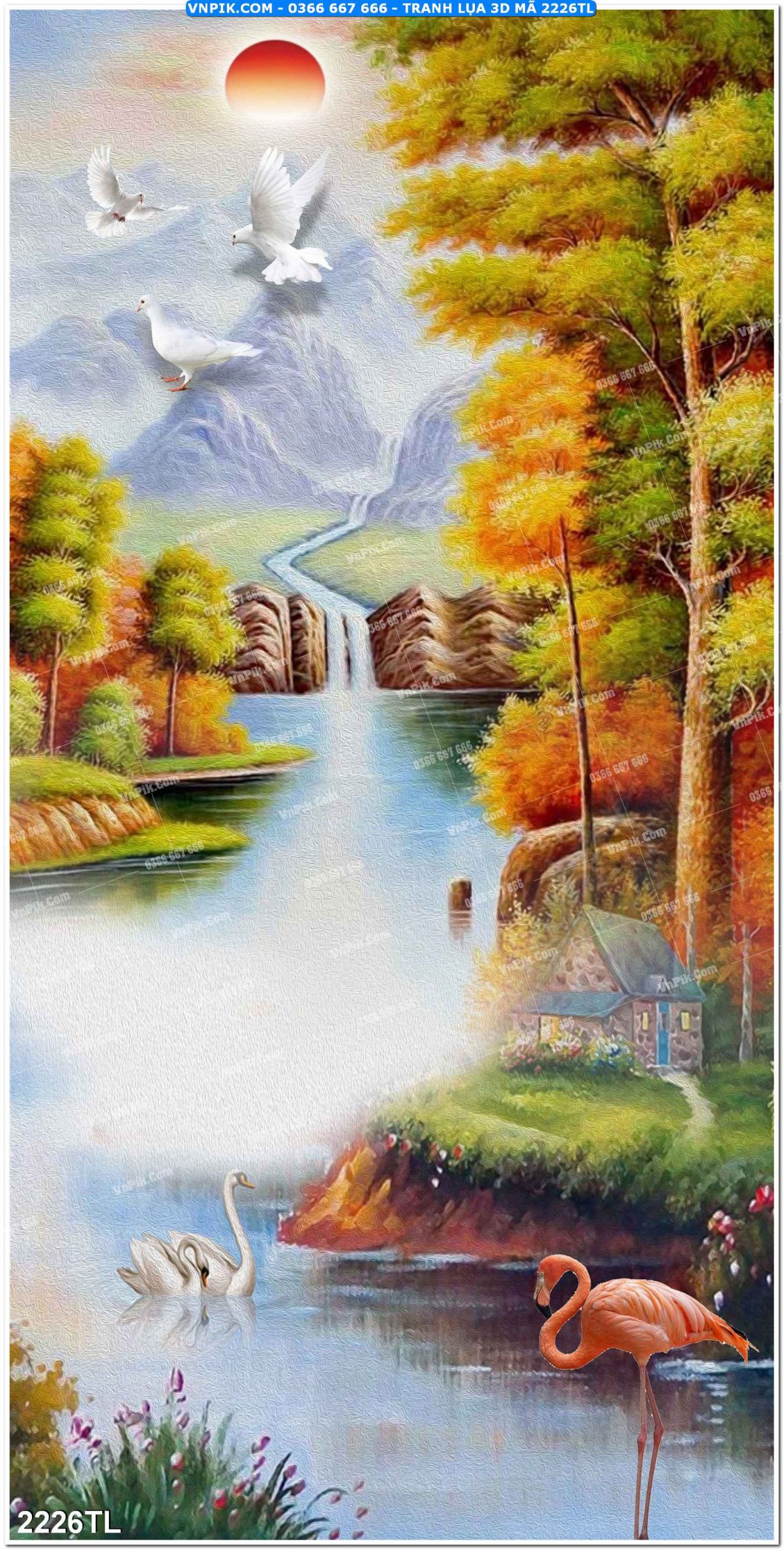 Tranh lụa 3D – Tranh trang trí dán tường 2226TL