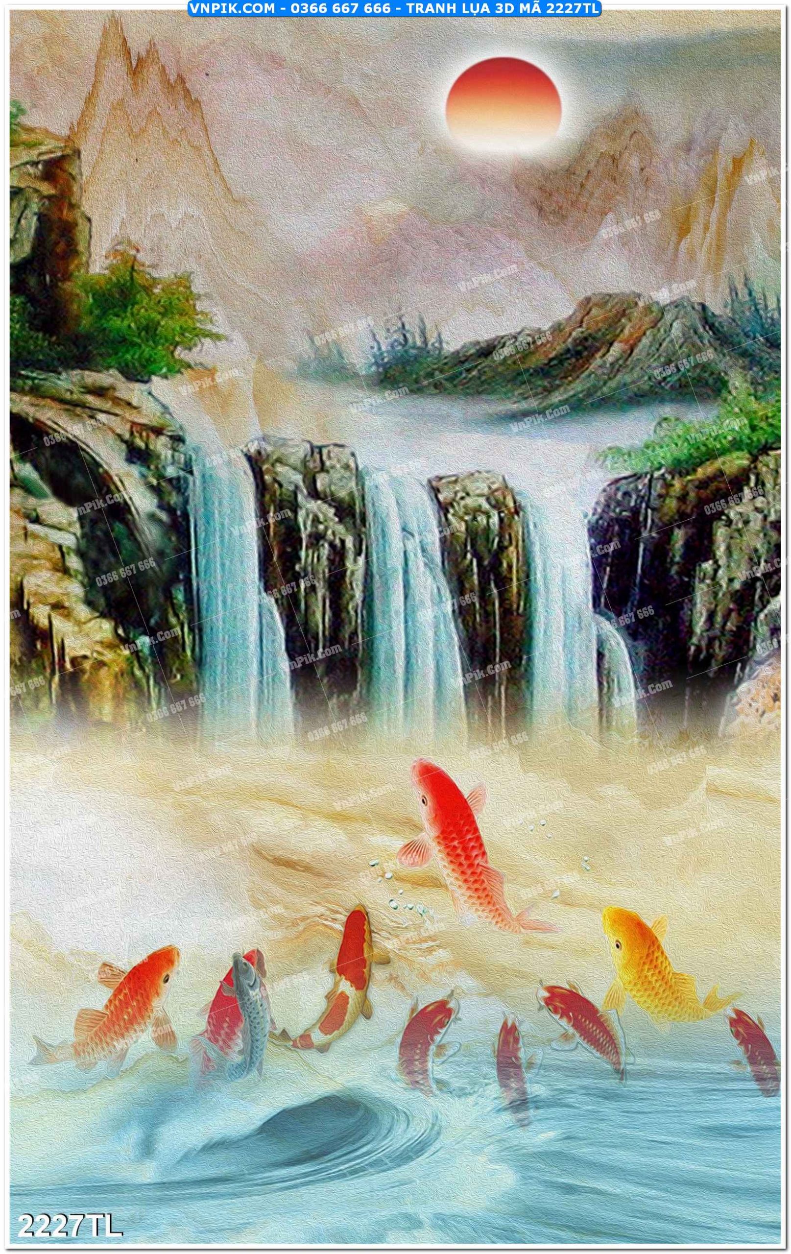 Tranh lụa 3D – Tranh trang trí dán tường 2227TL