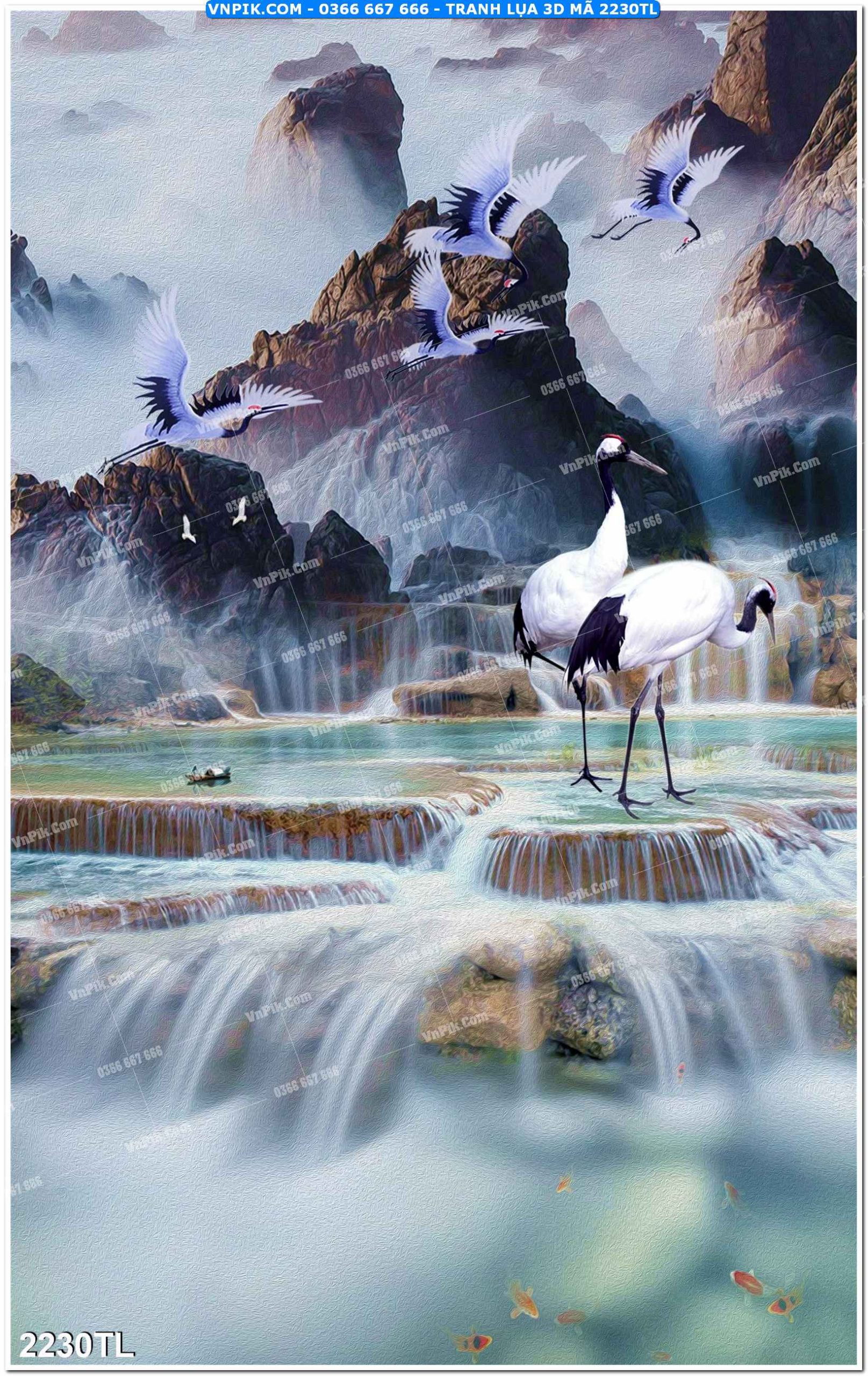 Tranh lụa 3D – Tranh trang trí dán tường 2230TL