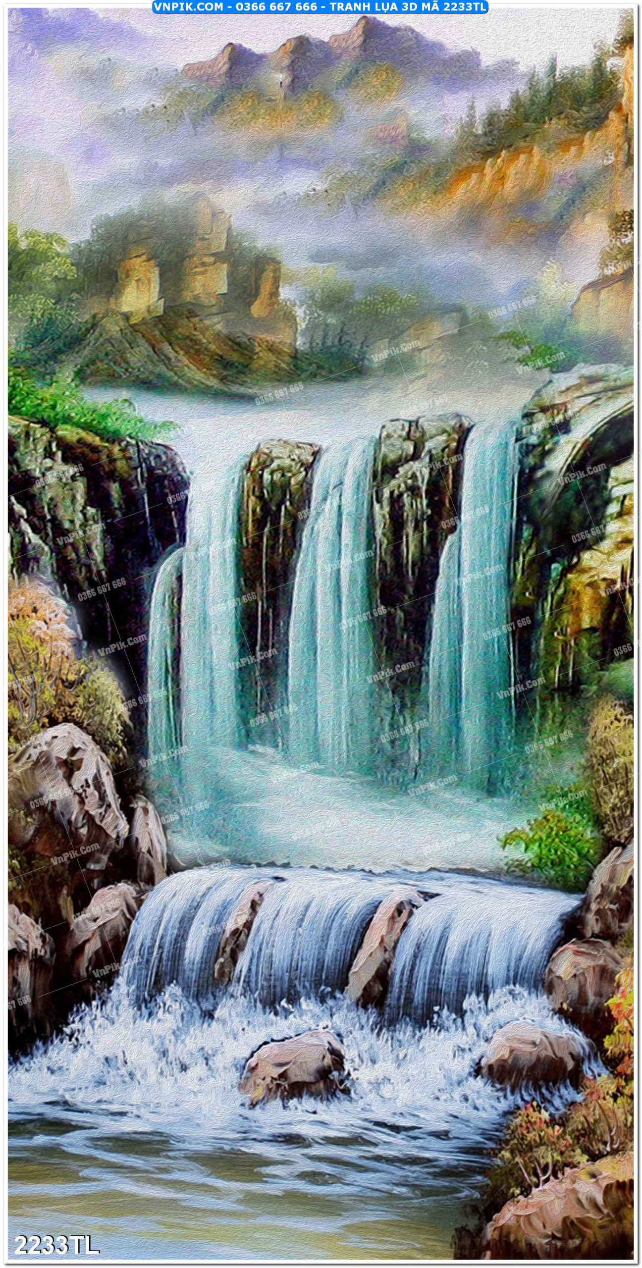 Tranh lụa 3D – Tranh trang trí dán tường 2233TL
