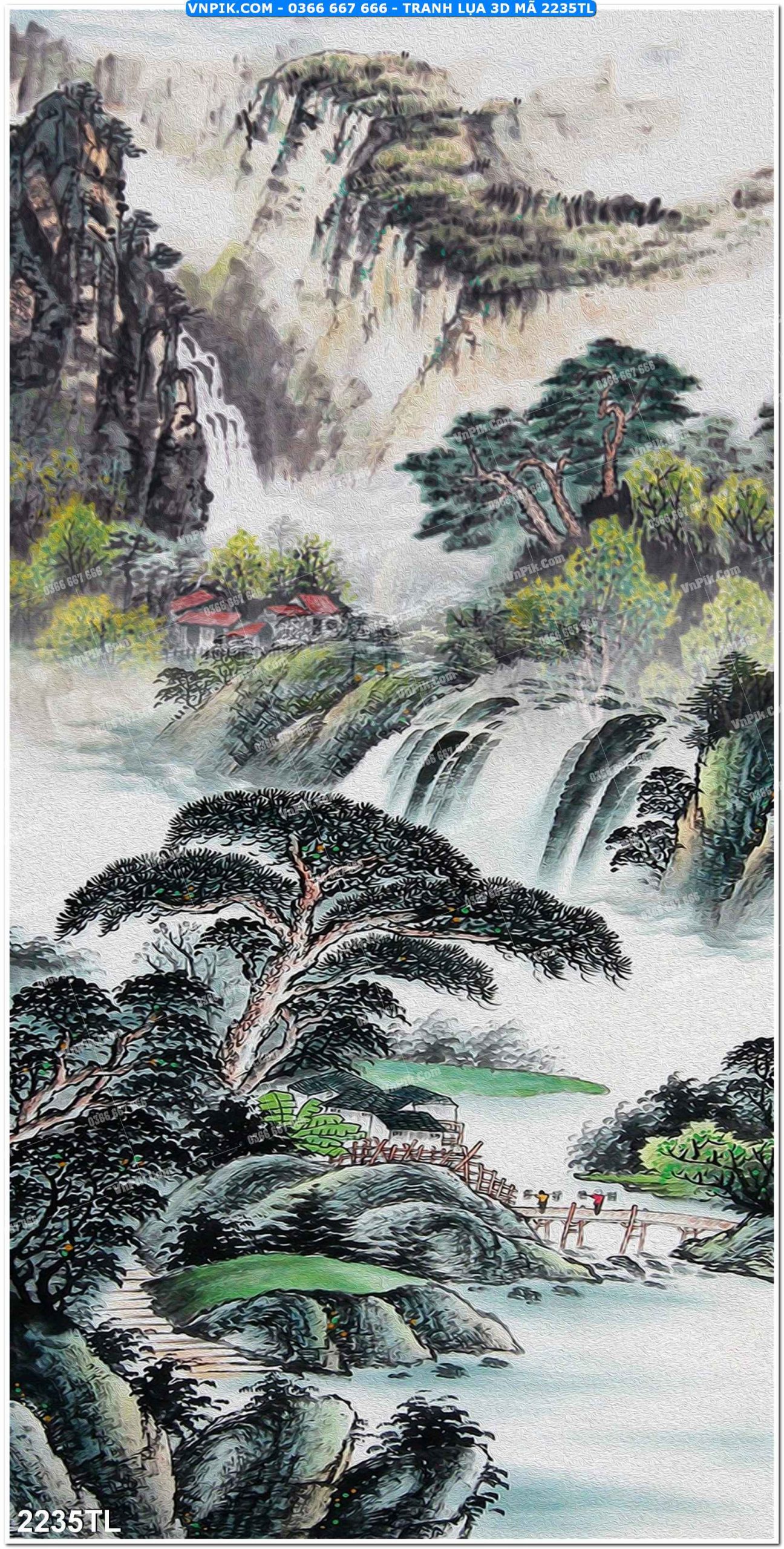 Tranh lụa 3D – Tranh trang trí dán tường 2235TL