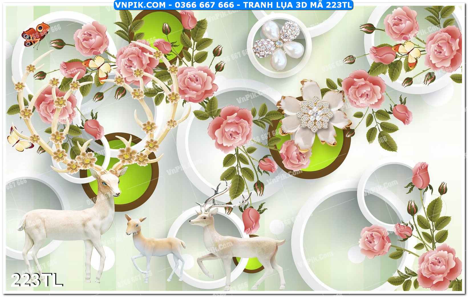 Tranh lụa 3D – Tranh trang trí dán tường 223TL