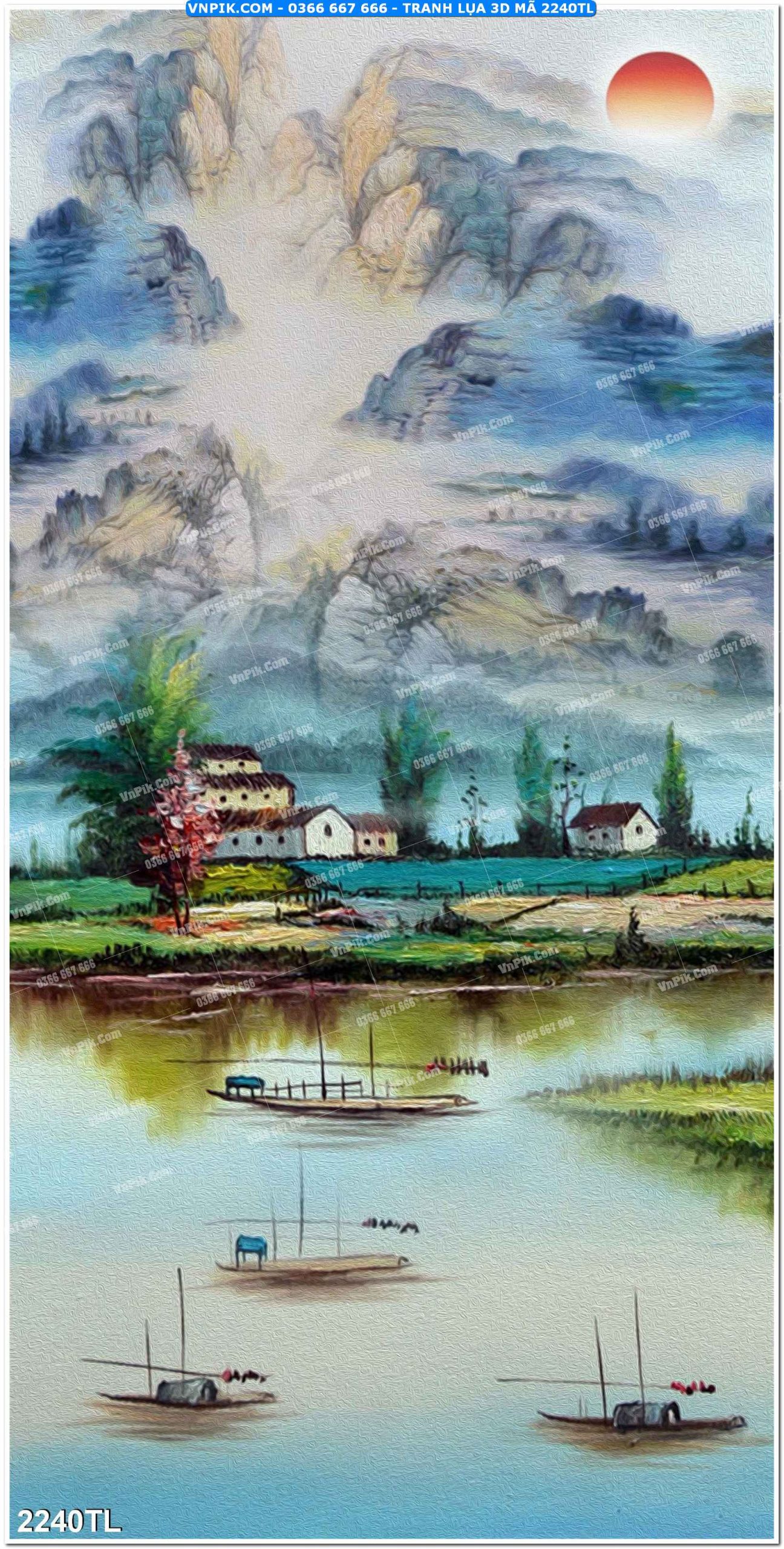 Tranh lụa 3D – Tranh trang trí dán tường 2240TL