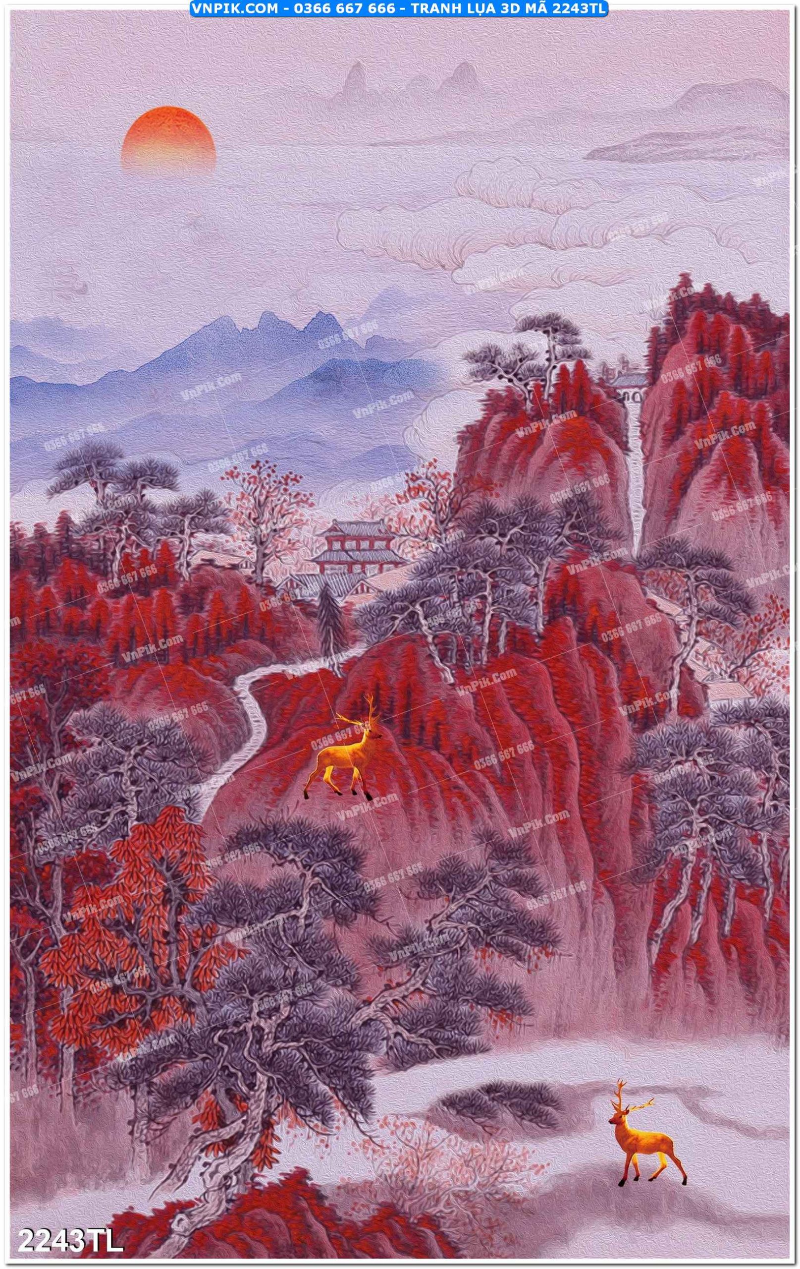 Tranh lụa 3D – Tranh trang trí dán tường 2243TL