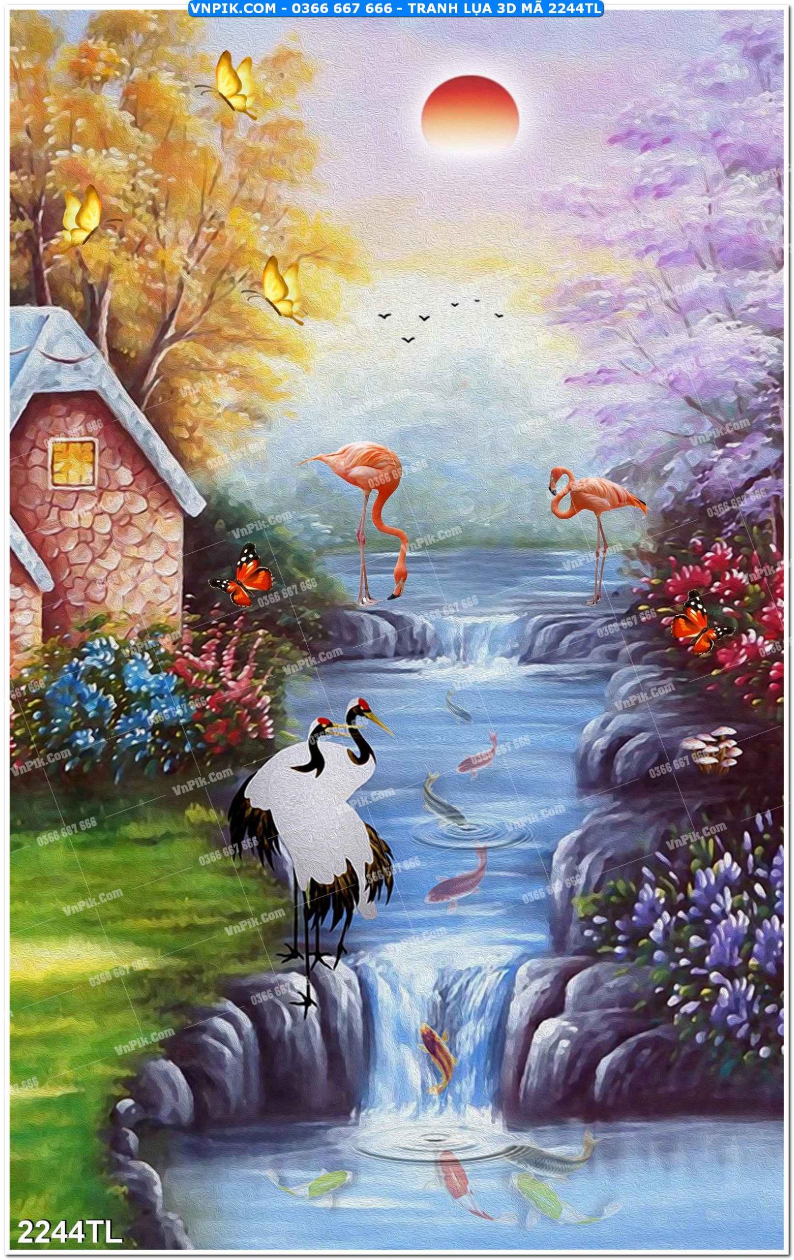 Tranh lụa 3D – Tranh trang trí dán tường 2244TL