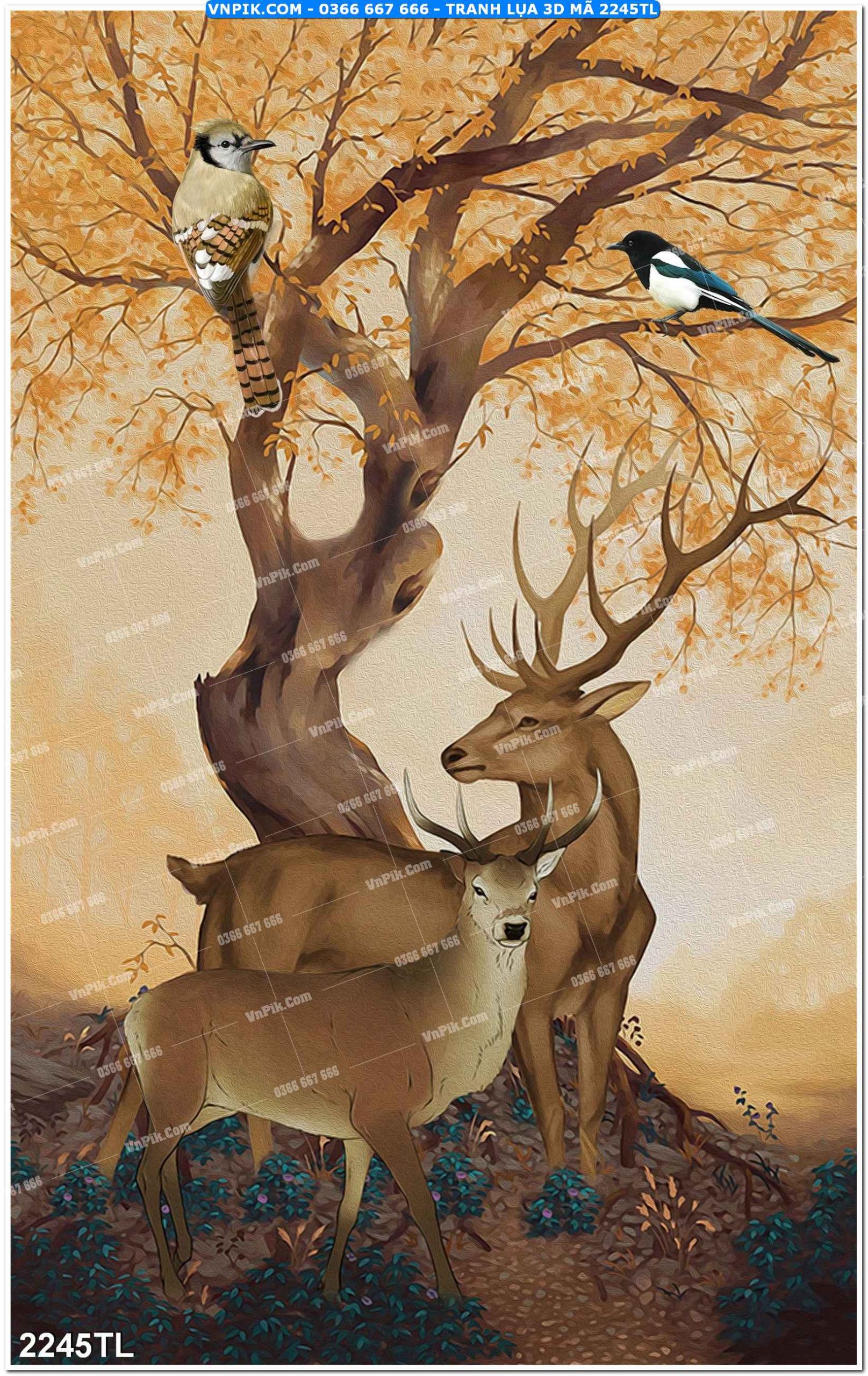 Tranh lụa 3D – Tranh trang trí dán tường 2245TL