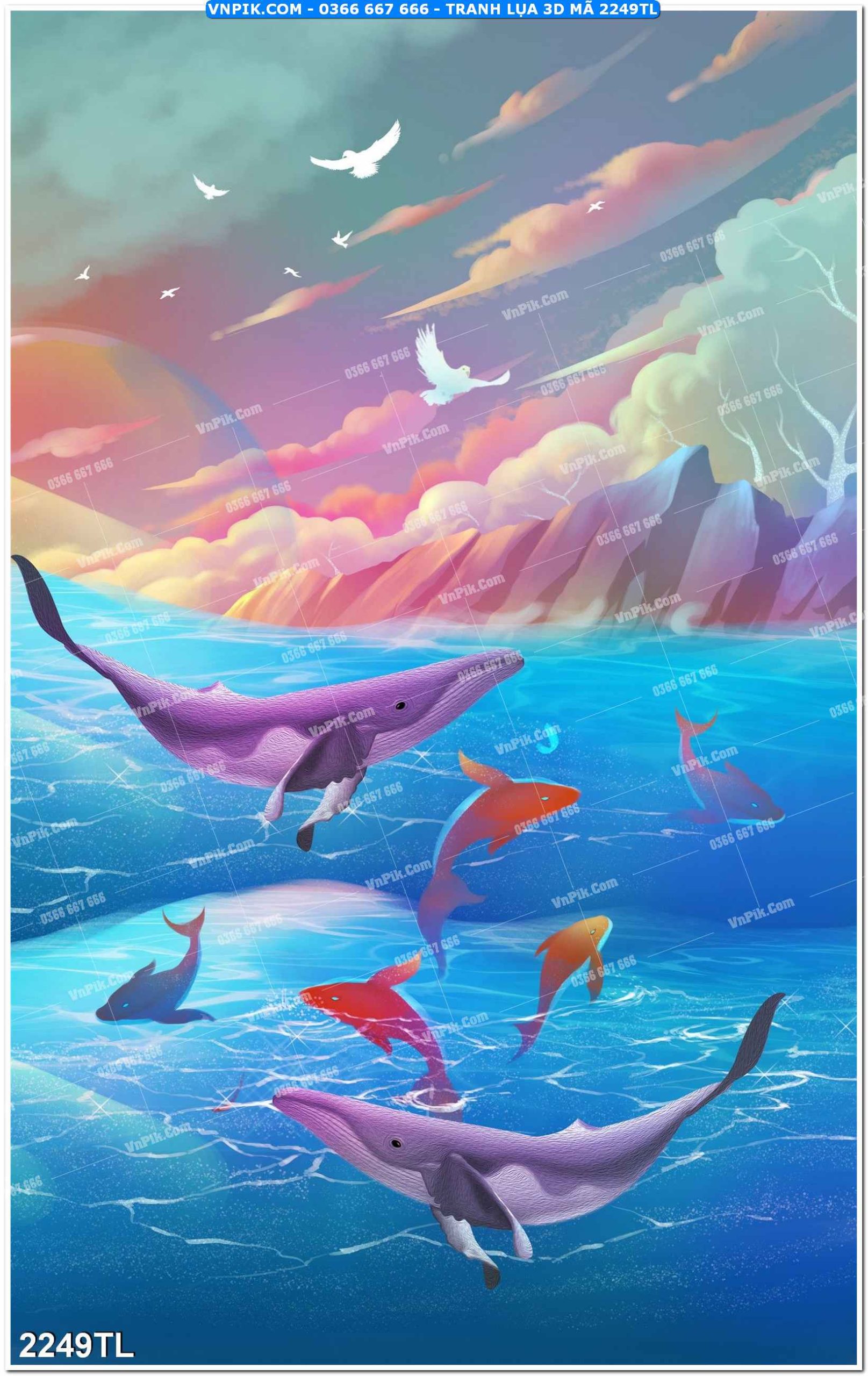 Tranh lụa 3D – Tranh trang trí dán tường 2249TL
