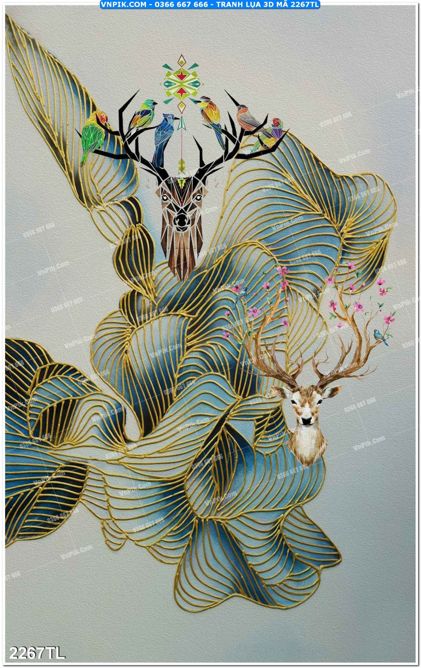 Tranh lụa 3D – Tranh trang trí dán tường 2267TL