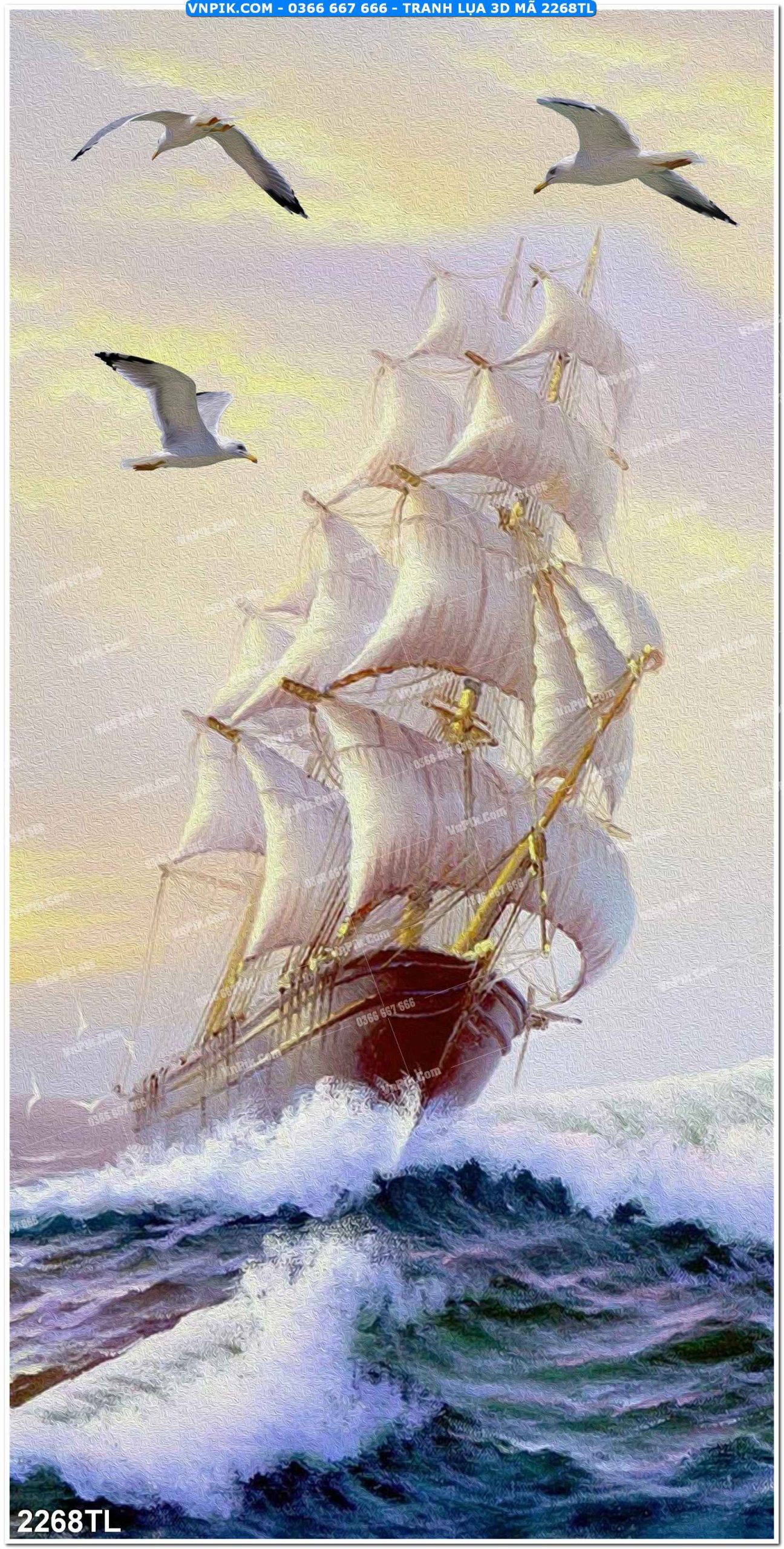 Tranh lụa 3D – Tranh trang trí dán tường 2268TL