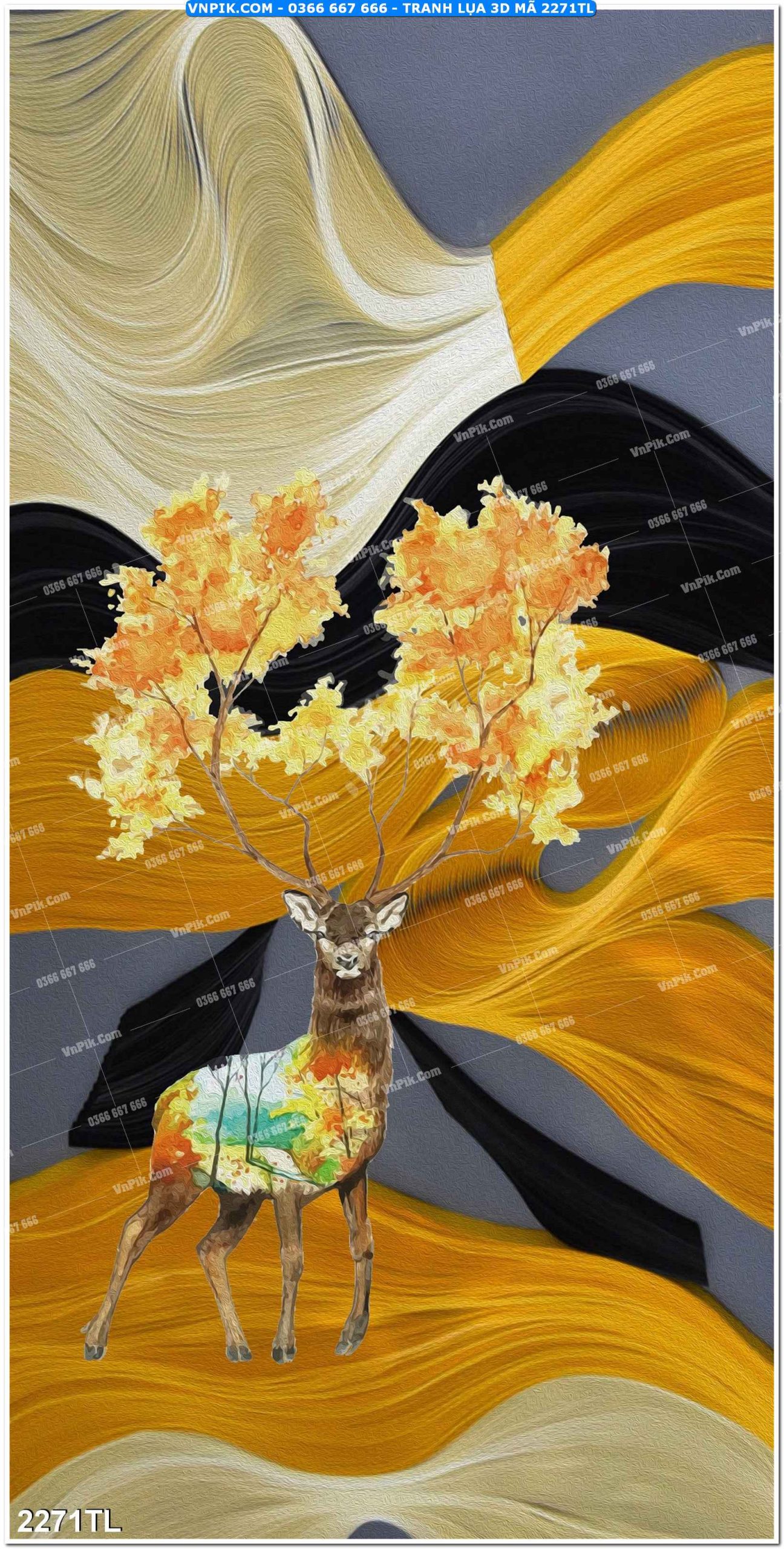Tranh lụa 3D – Tranh trang trí dán tường 2271TL