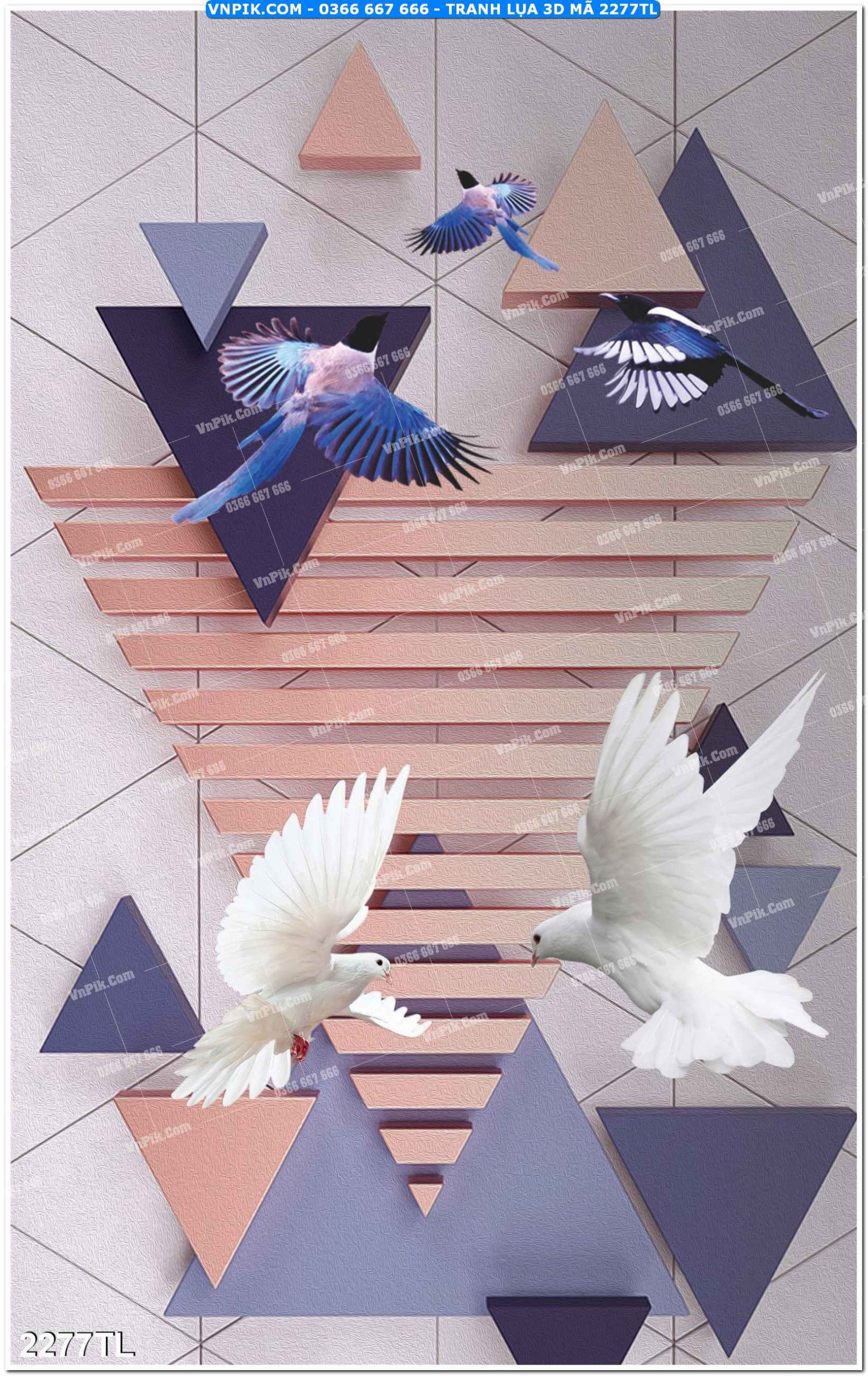 Tranh lụa 3D – Tranh trang trí dán tường 2277TL