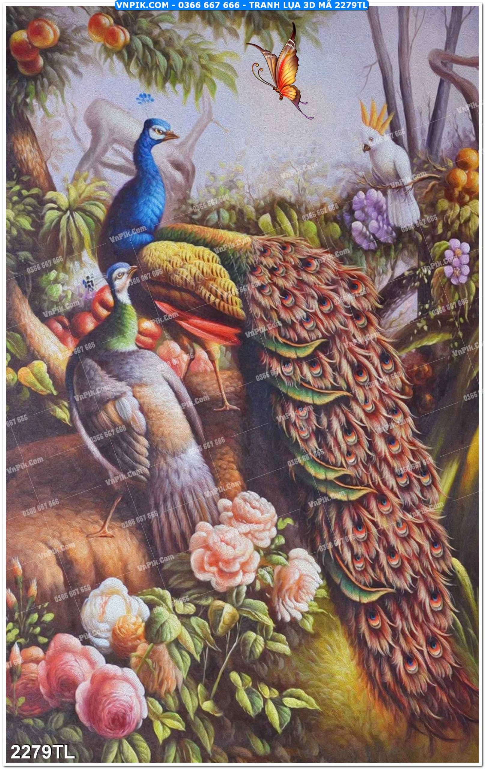 Tranh lụa 3D – Tranh trang trí dán tường 2279TL