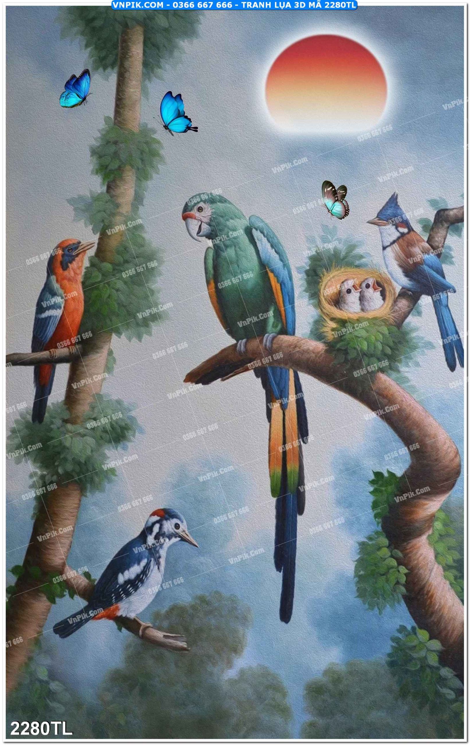 Tranh lụa 3D – Tranh trang trí dán tường 2280TL
