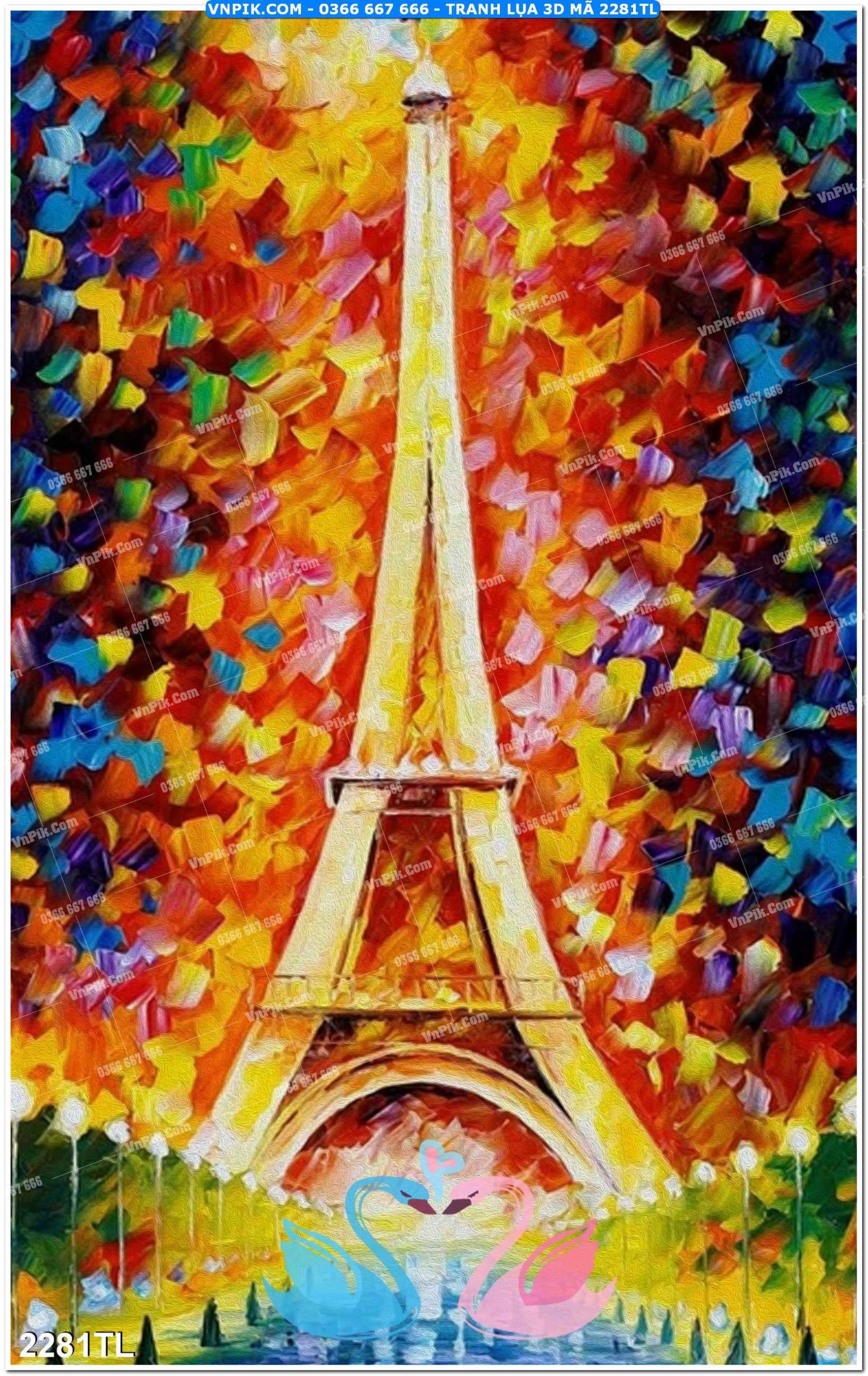 Tranh lụa 3D – Tranh trang trí dán tường 2281TL