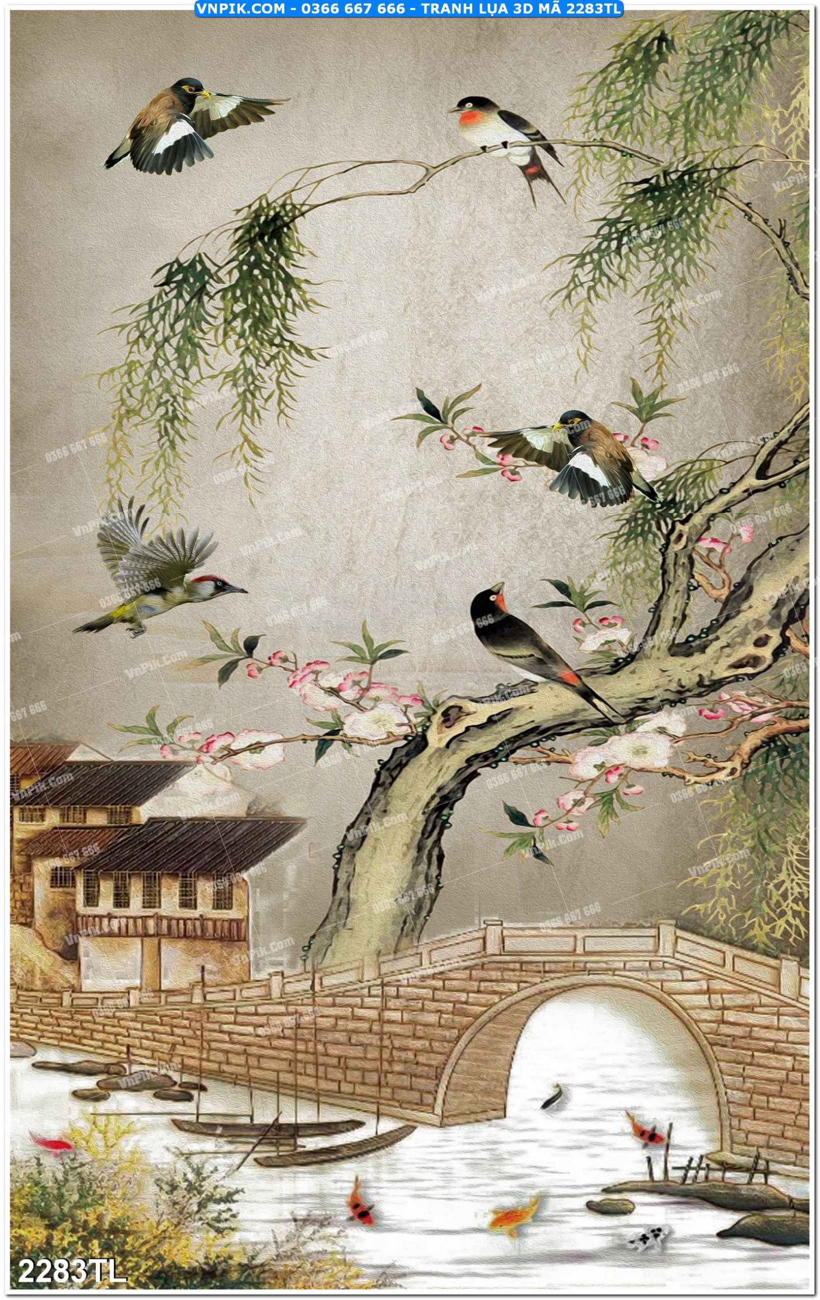 Tranh lụa 3D – Tranh trang trí dán tường 2283TL