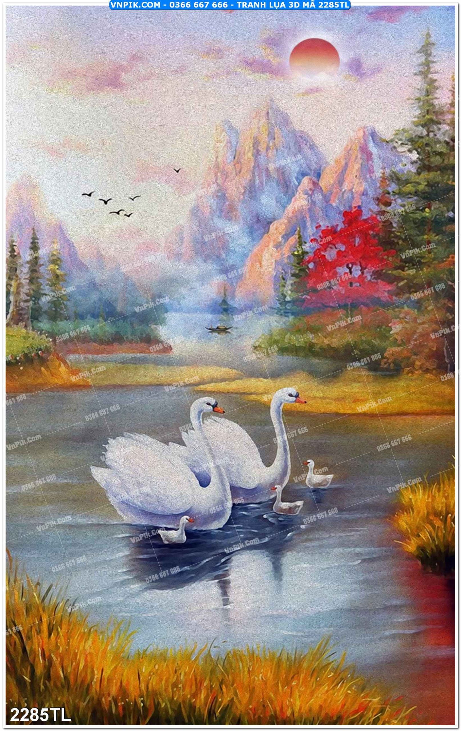 Tranh lụa 3D – Tranh trang trí dán tường 2285TL