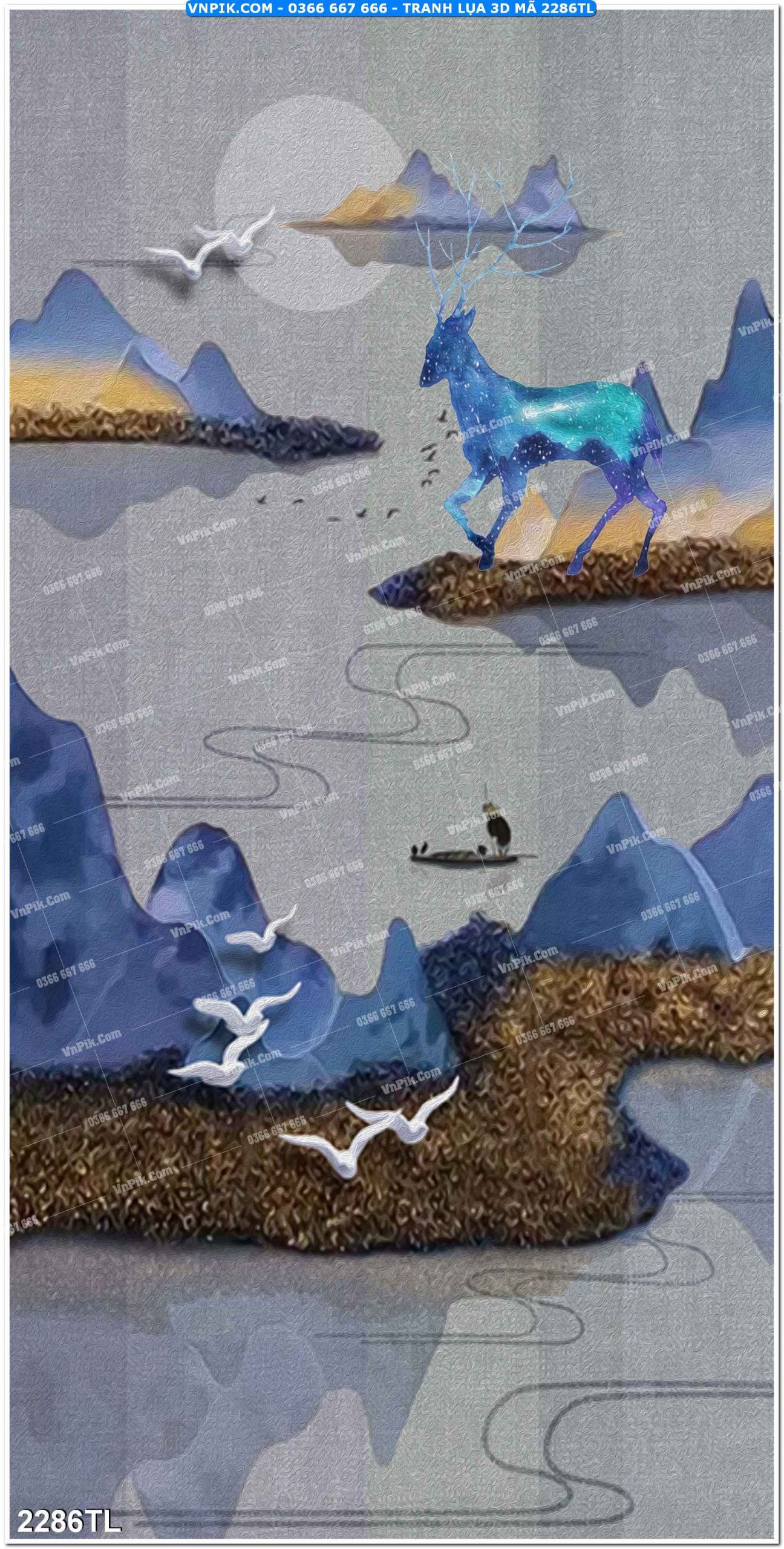 Tranh lụa 3D – Tranh trang trí dán tường 2286TL