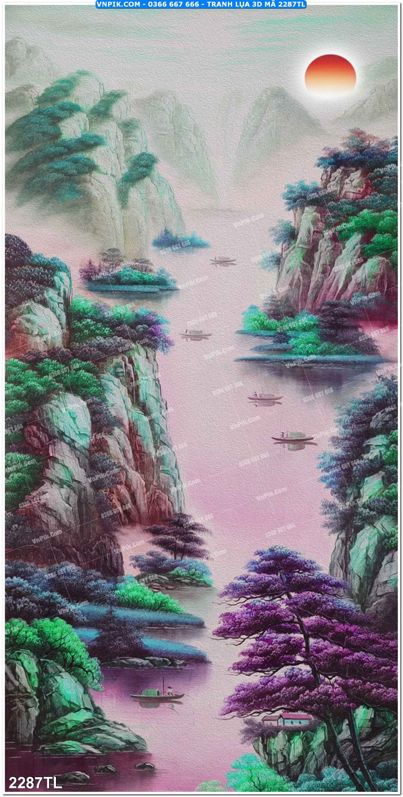 Tranh lụa 3D – Tranh trang trí dán tường 2287TL