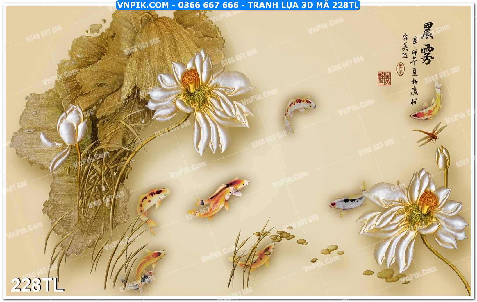 Tranh lụa 3D – Tranh trang trí dán tường 228TL