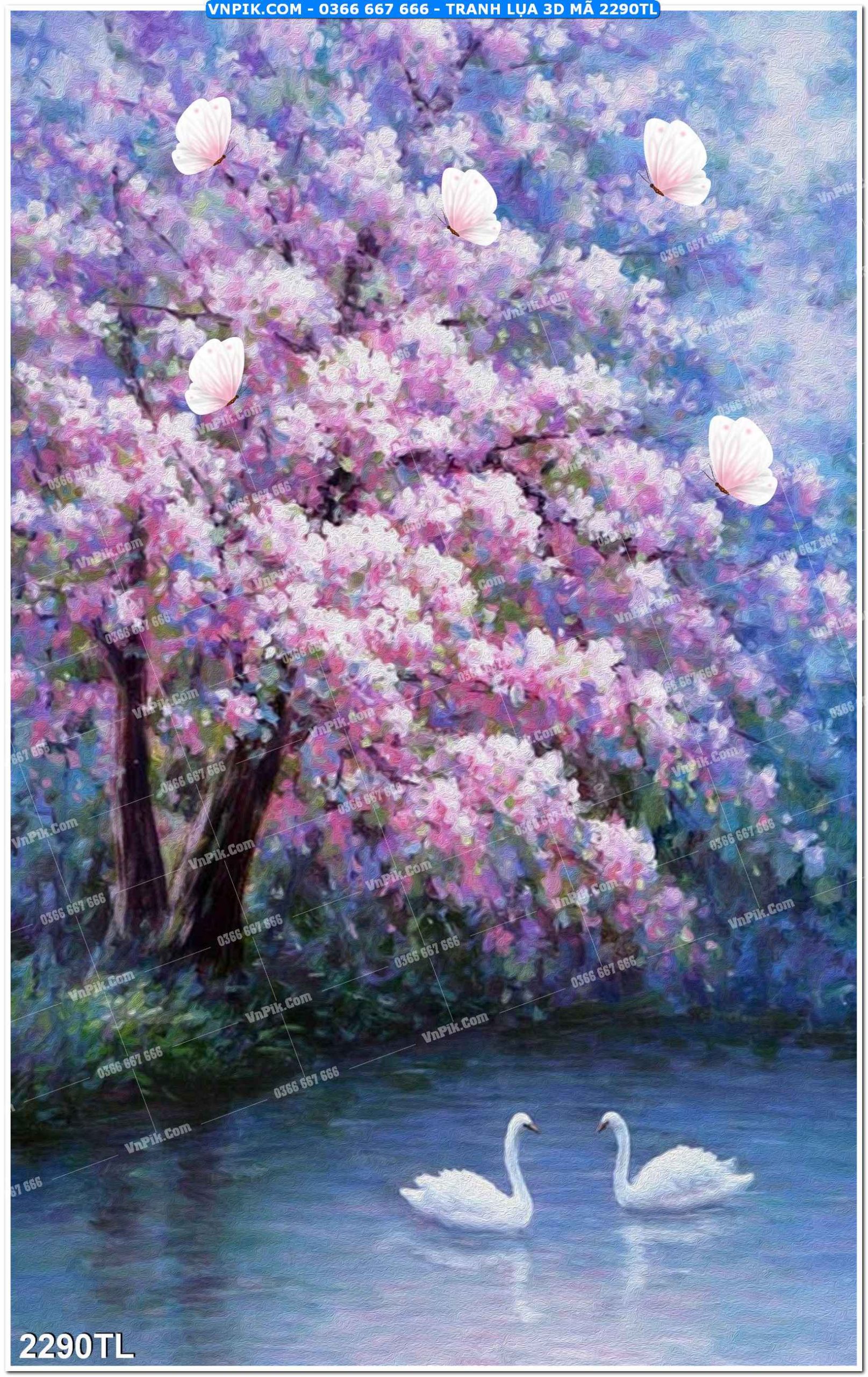 Tranh lụa 3D – Tranh trang trí dán tường 2290TL