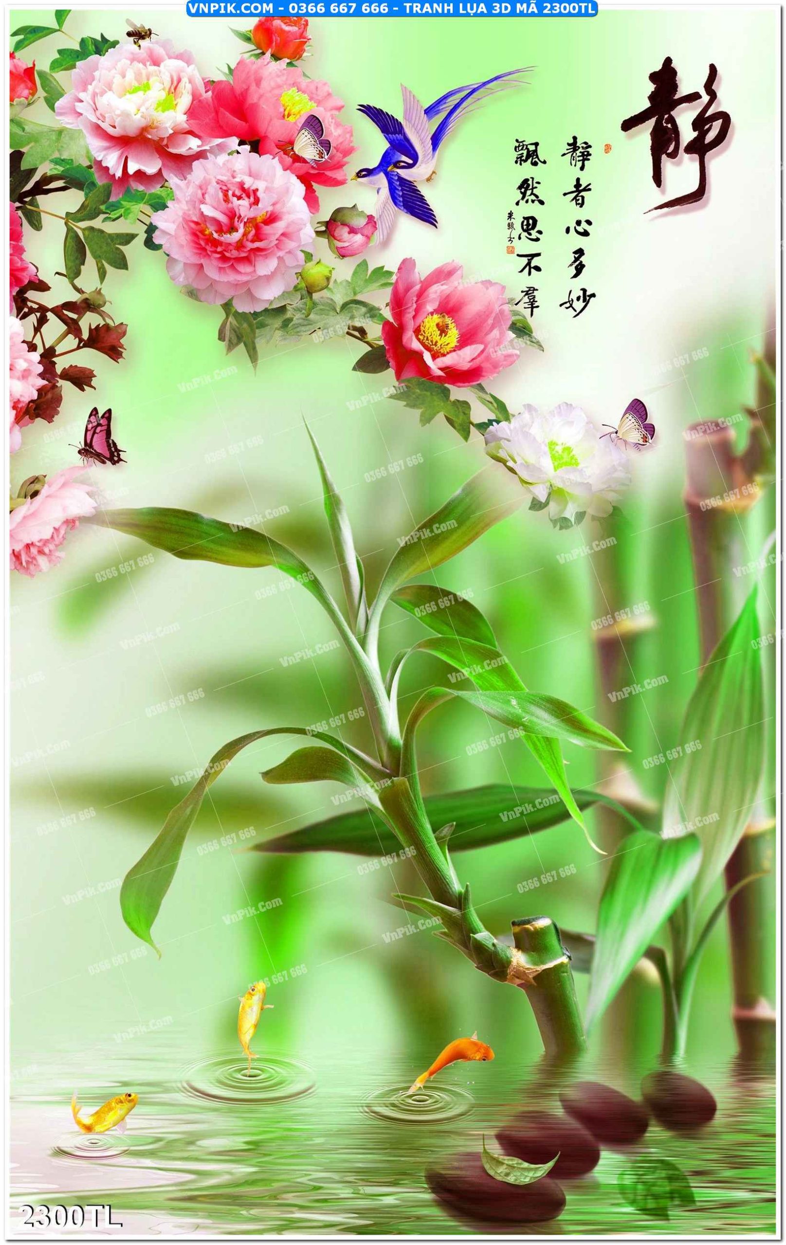 Tranh lụa 3D – Tranh trang trí dán tường 2300TL