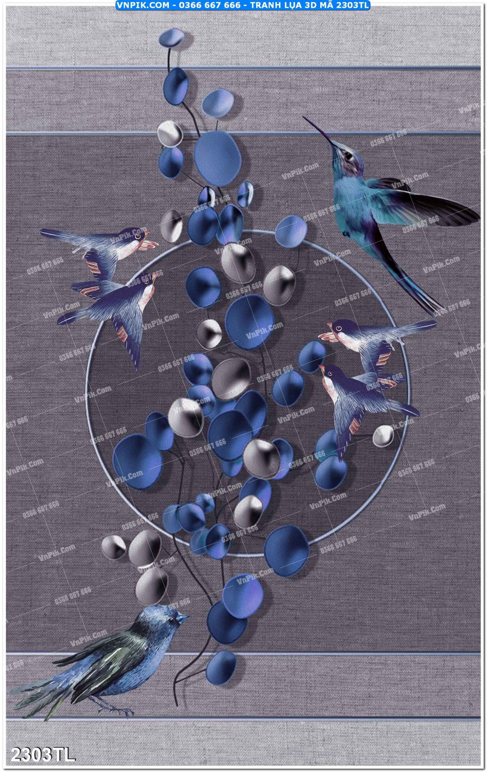 Tranh lụa 3D – Tranh trang trí dán tường 2303TL