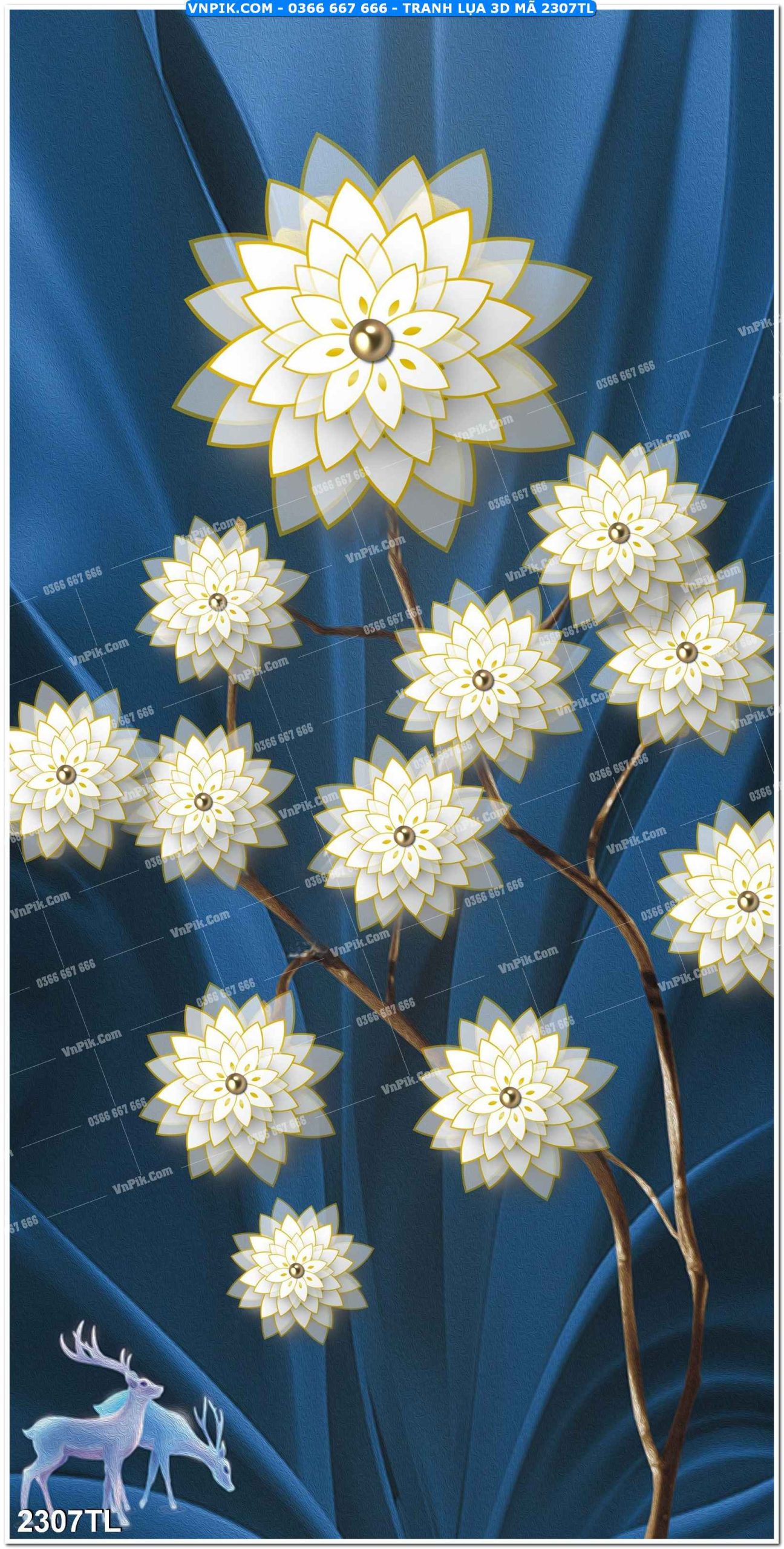 Tranh lụa 3D – Tranh trang trí dán tường 2307TL