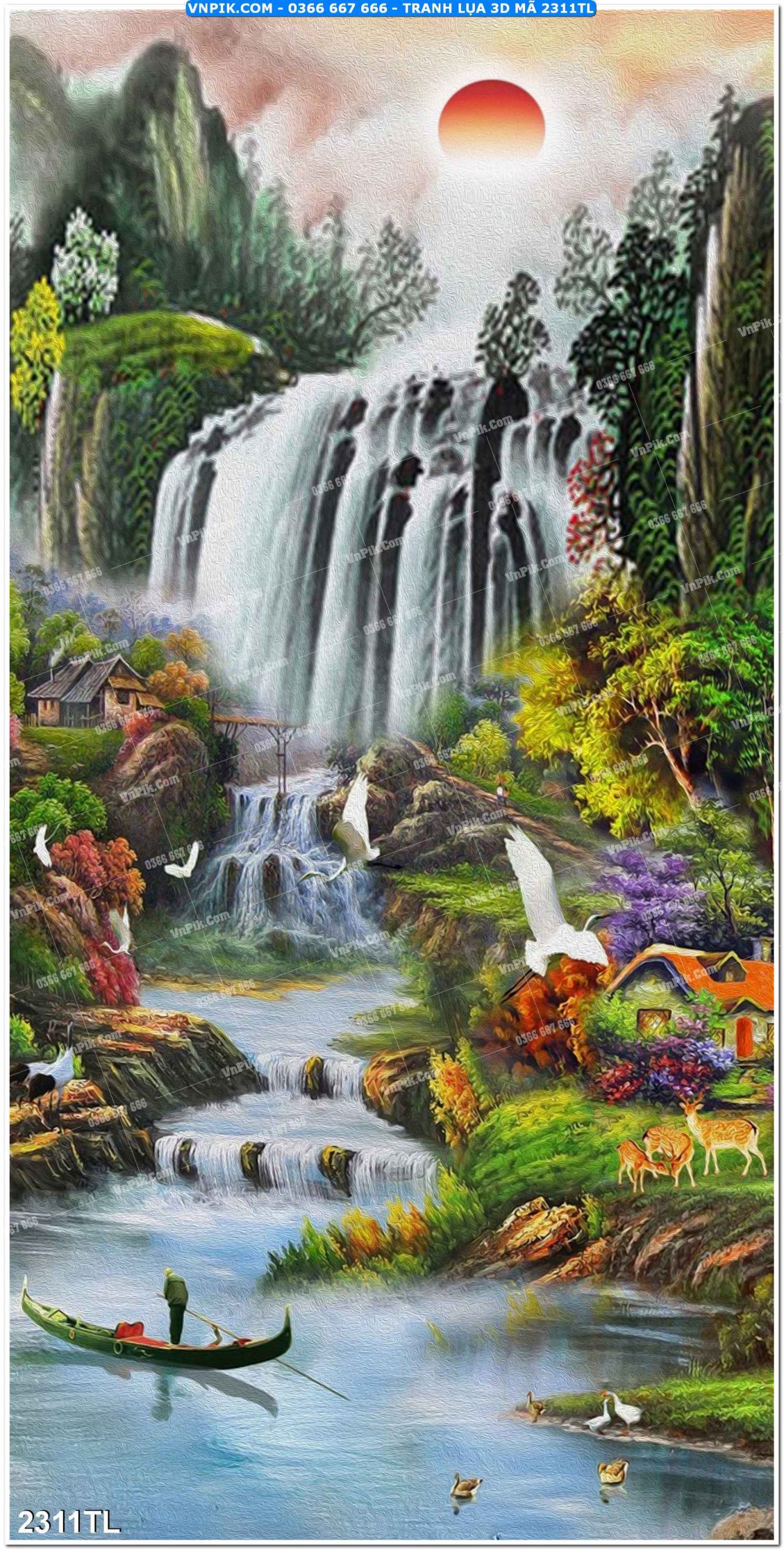 Tranh lụa 3D – Tranh trang trí dán tường 2311TL