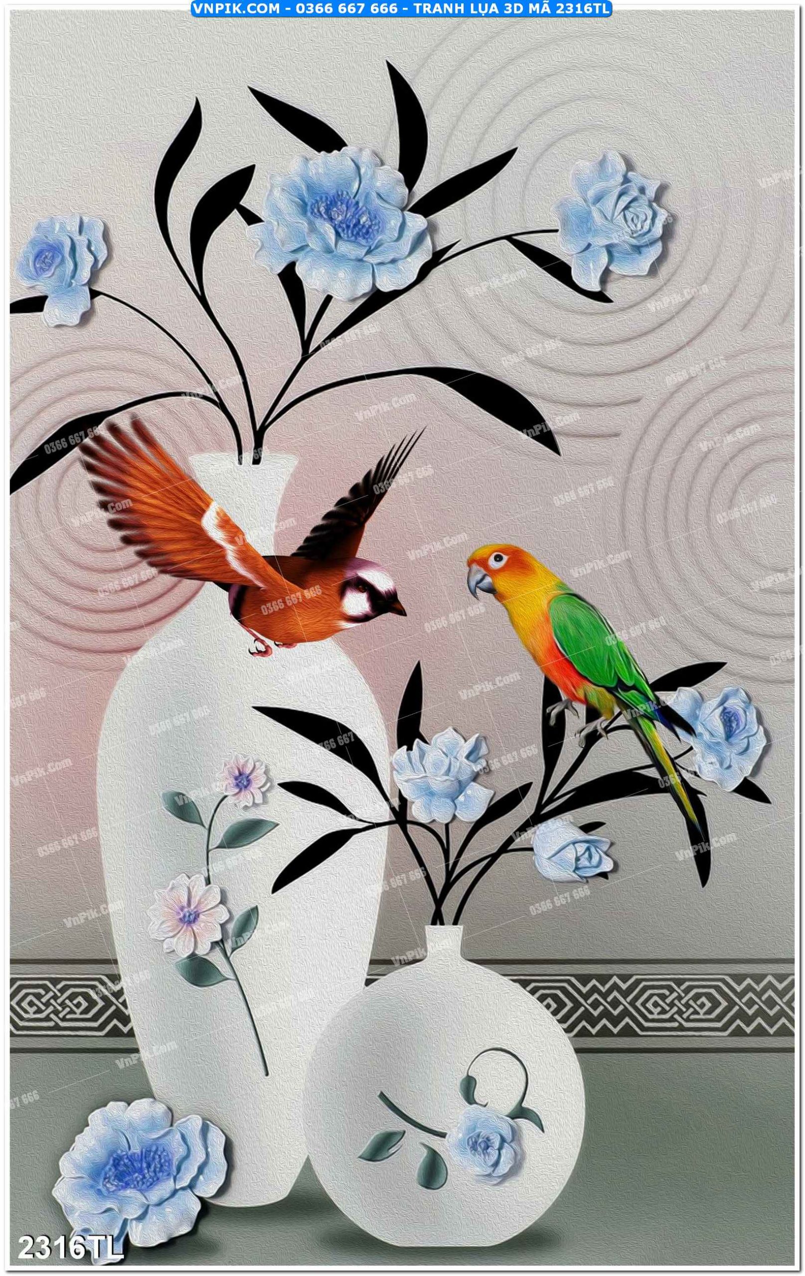 Tranh lụa 3D – Tranh trang trí dán tường 2316TL