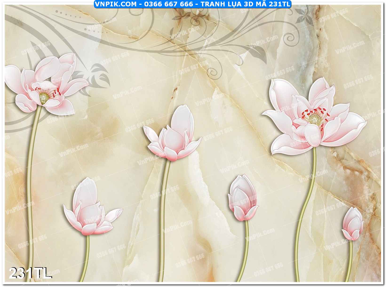 Tranh lụa 3D – Tranh trang trí dán tường 231TL