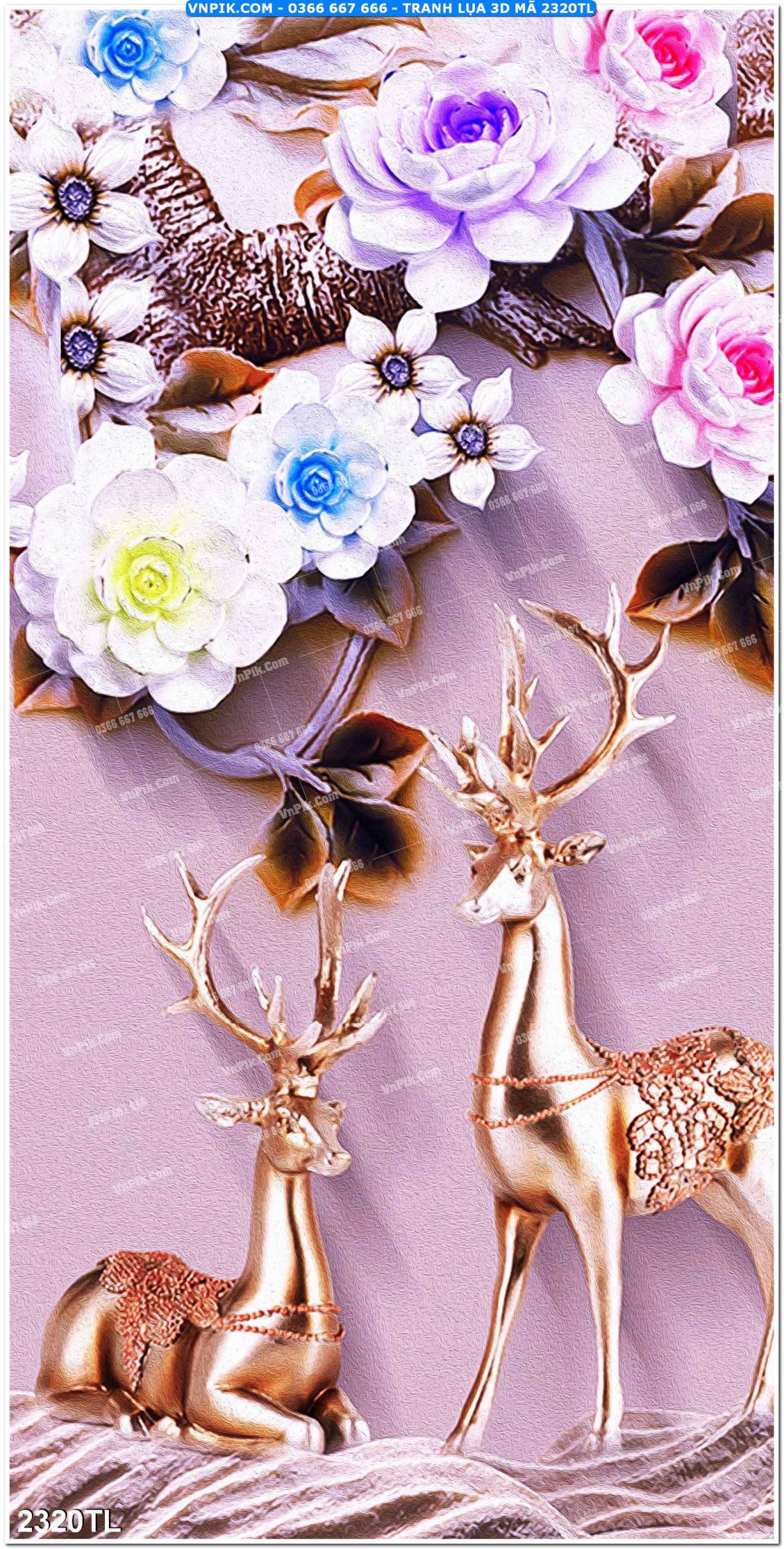 Tranh lụa 3D – Tranh trang trí dán tường 2320TL