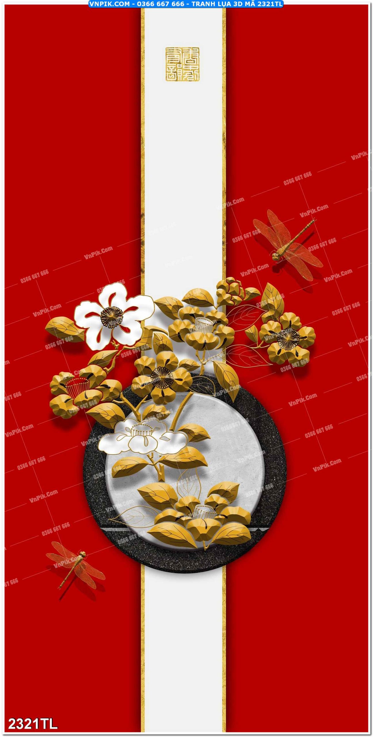 Tranh lụa 3D – Tranh trang trí dán tường 2321TL