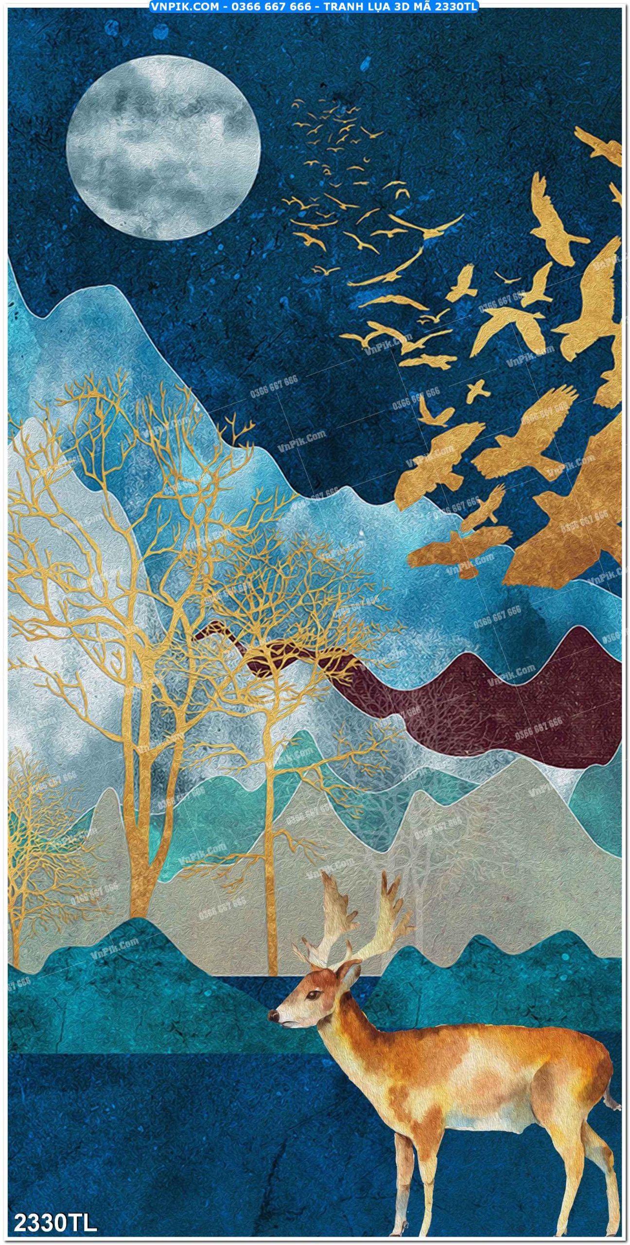 Tranh lụa 3D – Tranh trang trí dán tường 2330TL