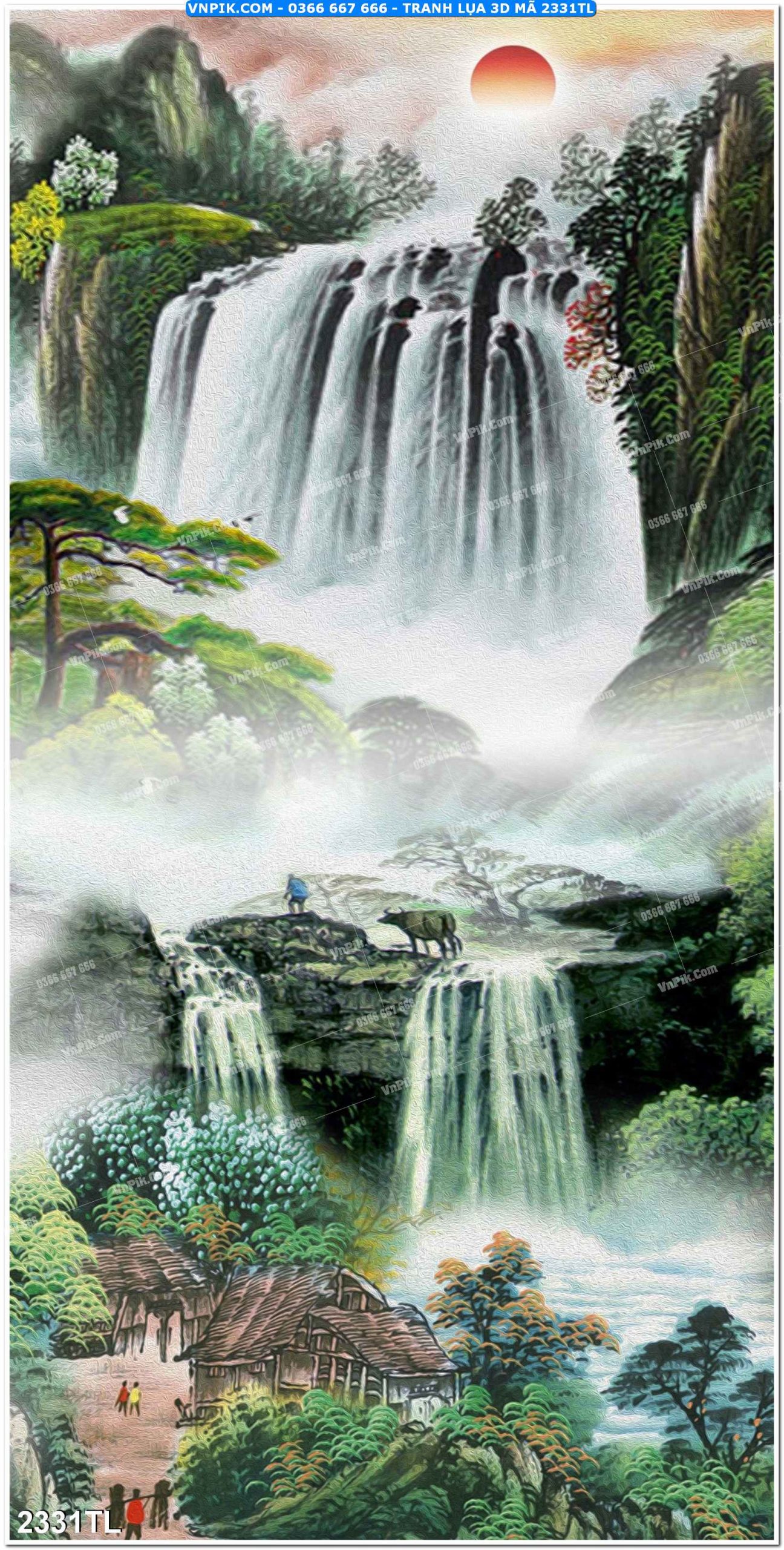 Tranh lụa 3D – Tranh trang trí dán tường 2331TL