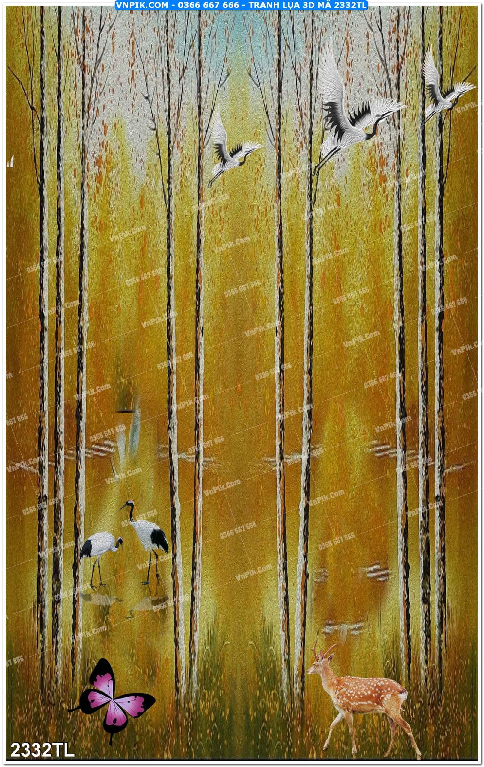 Tranh lụa 3D – Tranh trang trí dán tường 2332TL