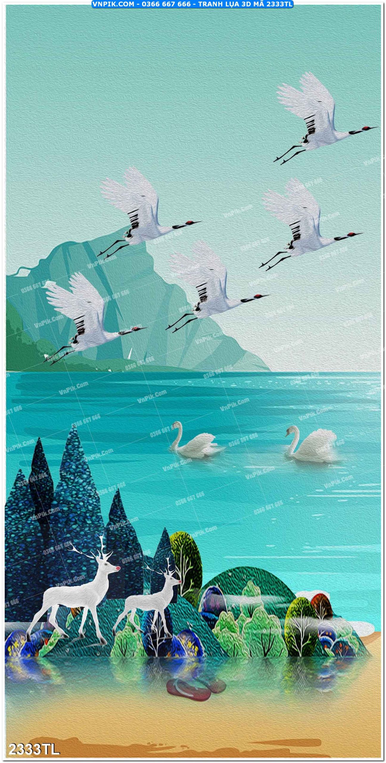 Tranh lụa 3D – Tranh trang trí dán tường 2333TL