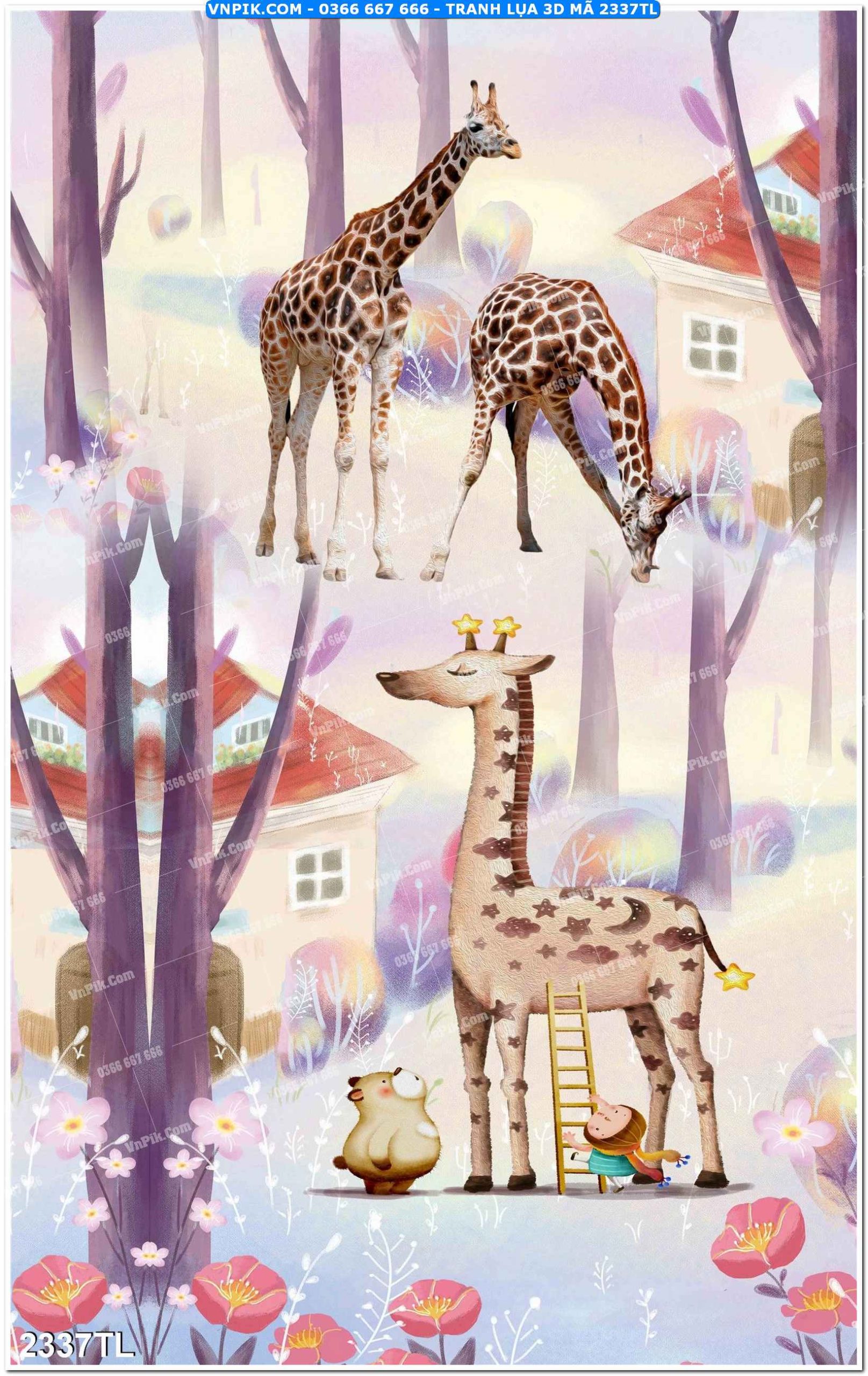 Tranh lụa 3D – Tranh trang trí dán tường 2337TL