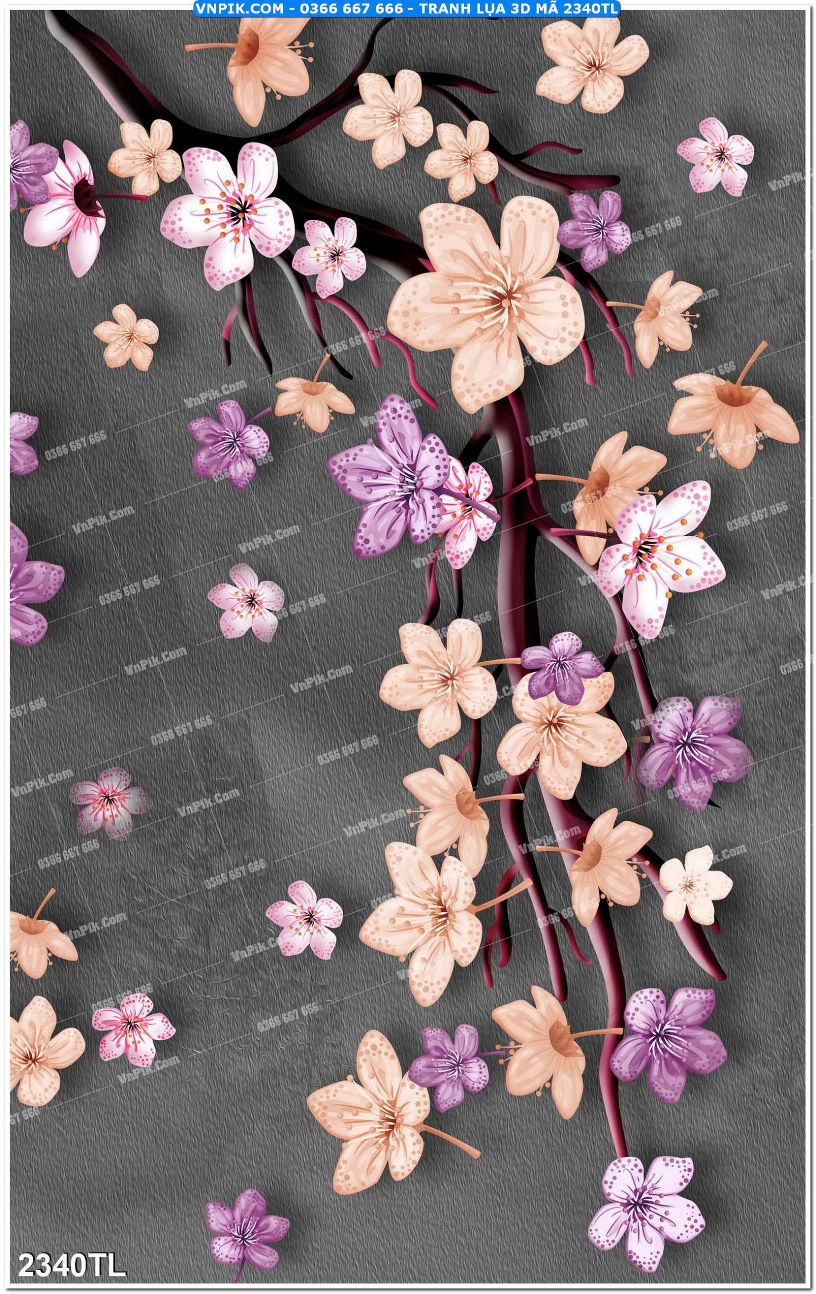 Tranh lụa 3D – Tranh trang trí dán tường 2340TL