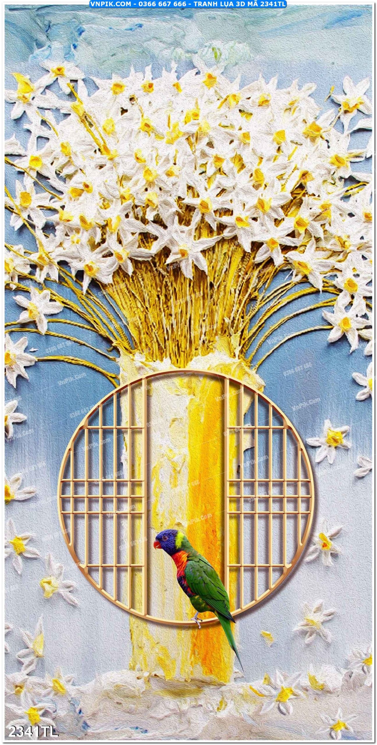 Tranh lụa 3D – Tranh trang trí dán tường 2341TL