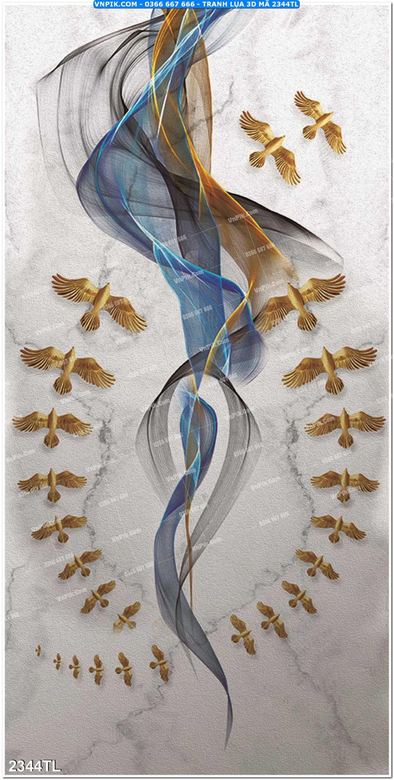 Tranh lụa 3D – Tranh trang trí dán tường 2344TL