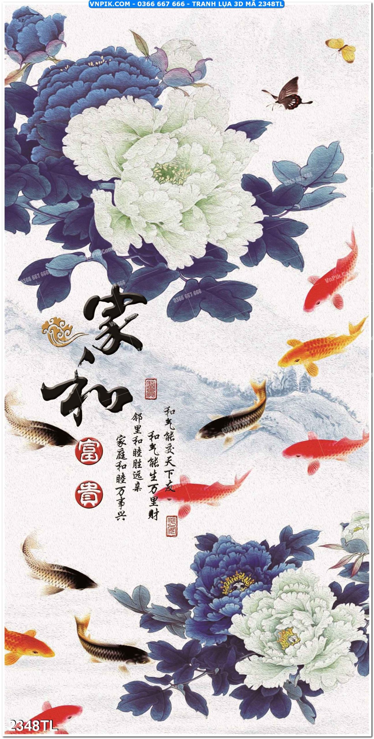 Tranh lụa 3D – Tranh trang trí dán tường 2348TL