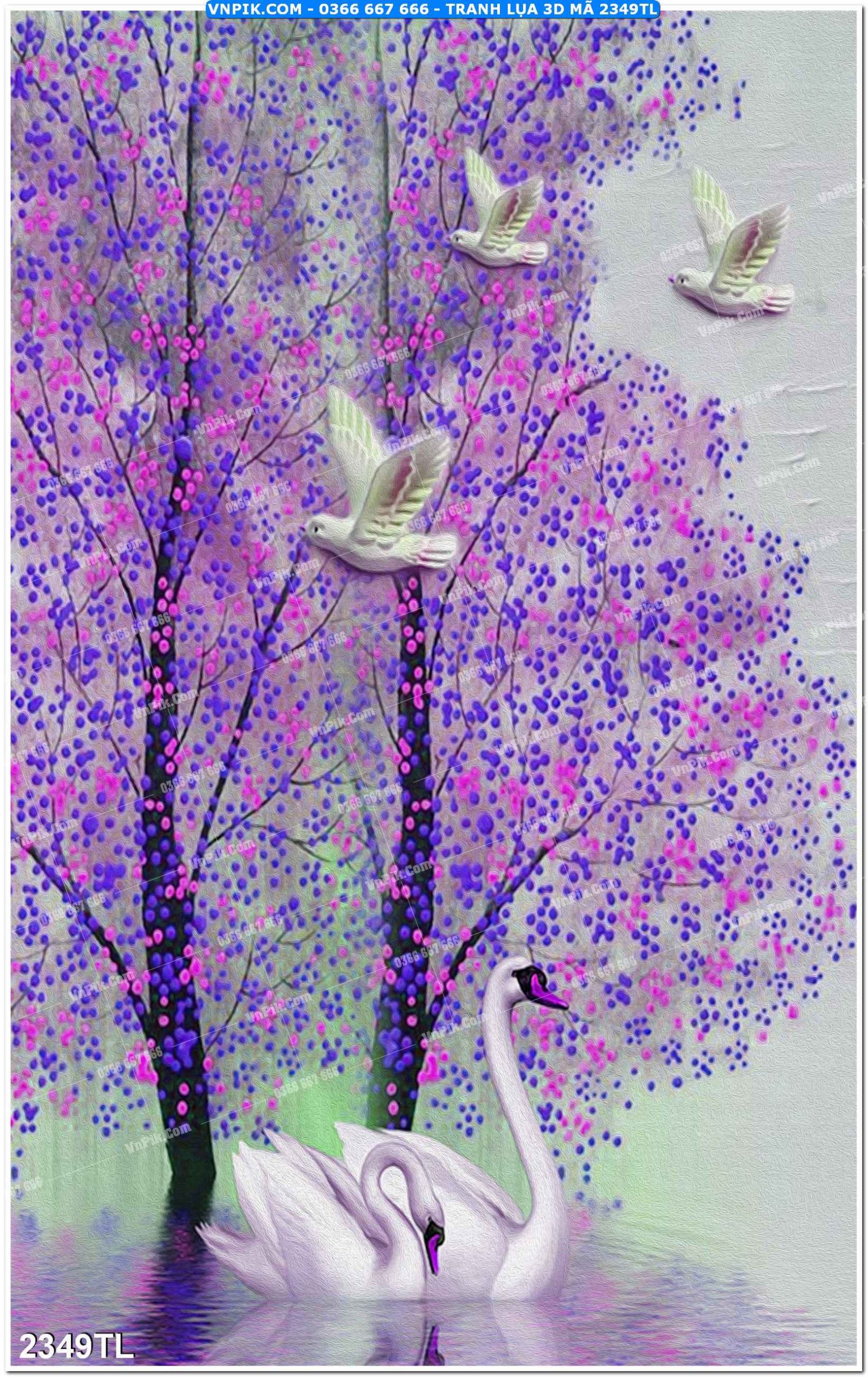 Tranh lụa 3D – Tranh trang trí dán tường 2349TL