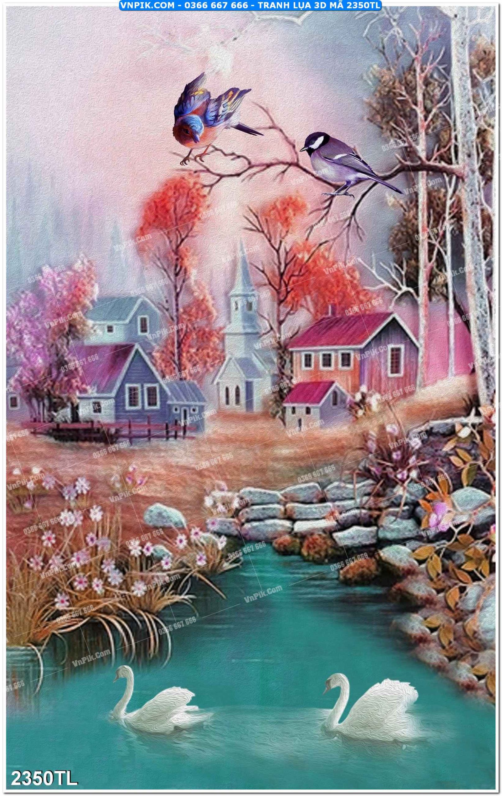 Tranh lụa 3D – Tranh trang trí dán tường 2350TL