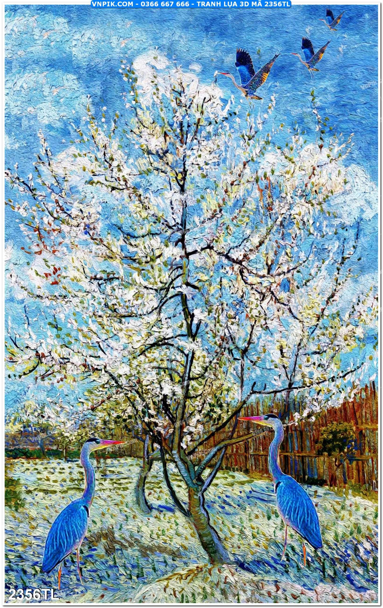 Tranh lụa 3D – Tranh trang trí dán tường 2356TL