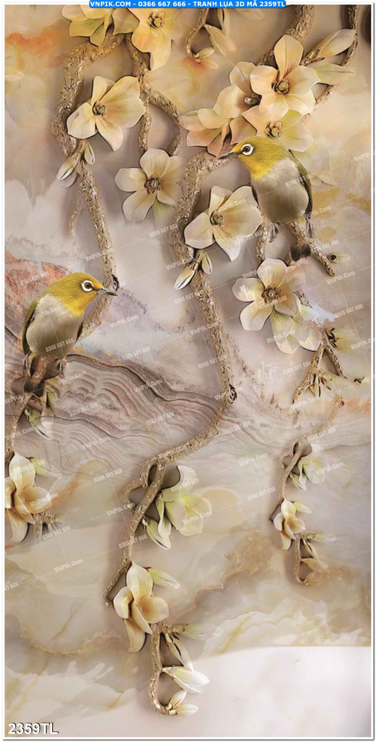 Tranh lụa 3D – Tranh trang trí dán tường 2359TL