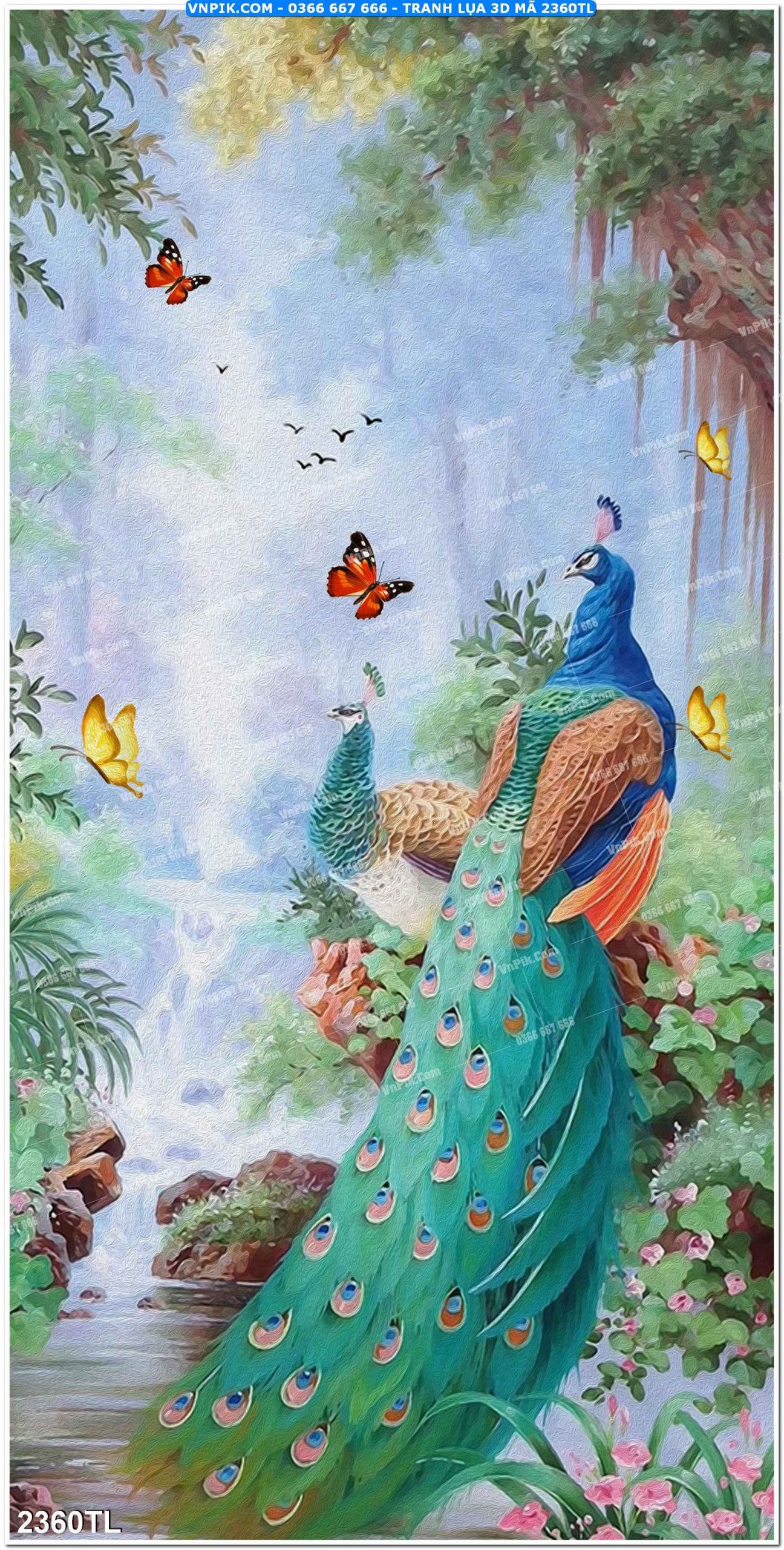 Tranh lụa 3D – Tranh trang trí dán tường 2360TL