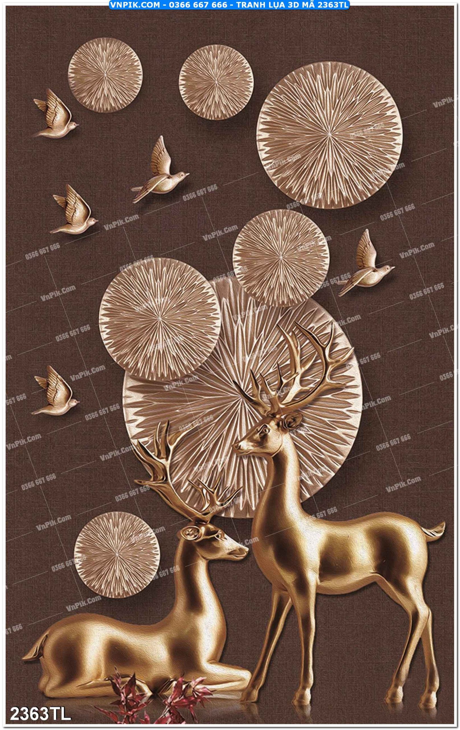 Tranh lụa 3D – Tranh trang trí dán tường 2363TL