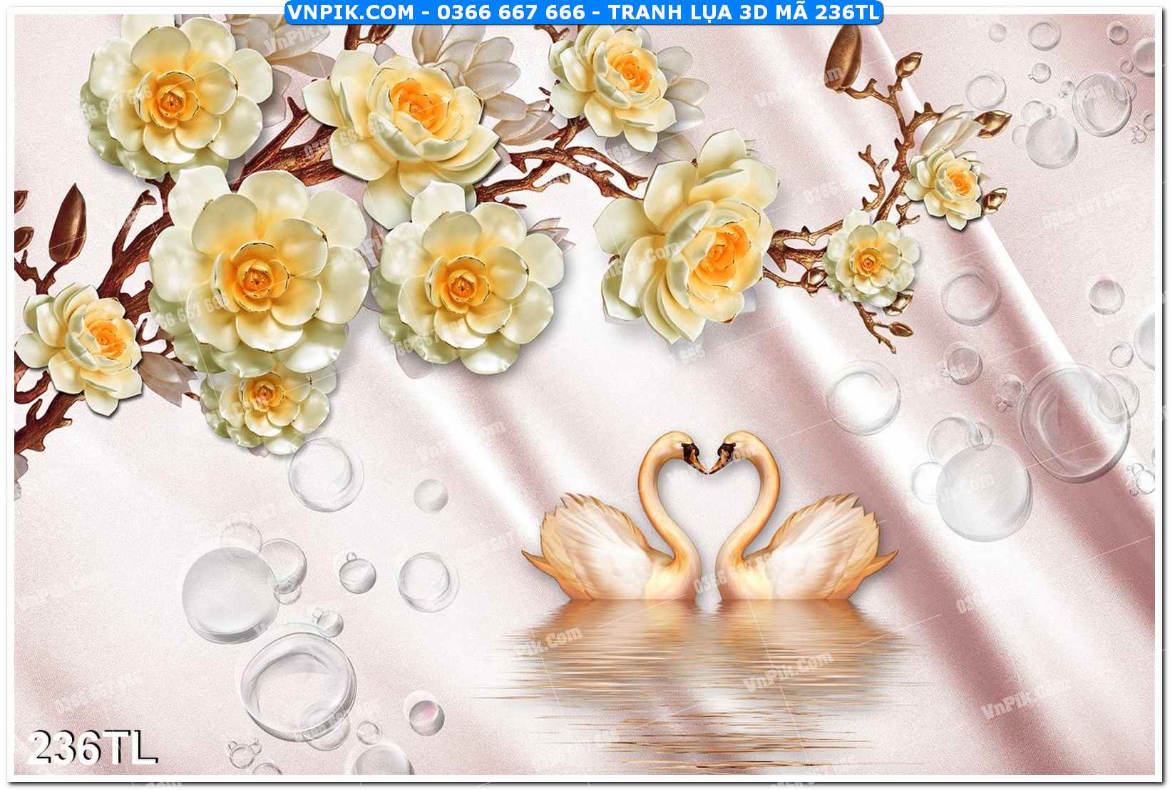 Tranh lụa 3D – Tranh trang trí dán tường 236TL