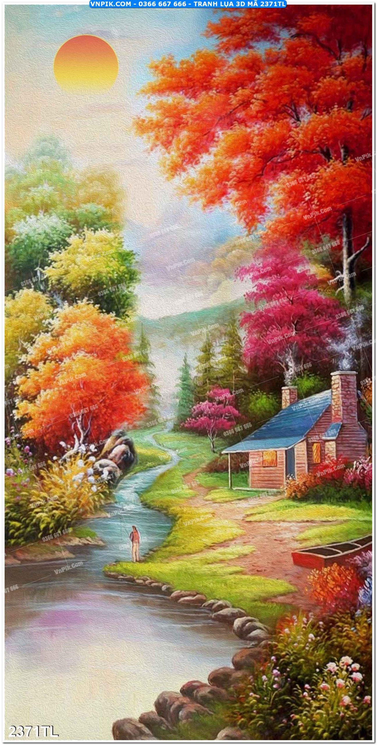 Tranh lụa 3D – Tranh trang trí dán tường 2371TL