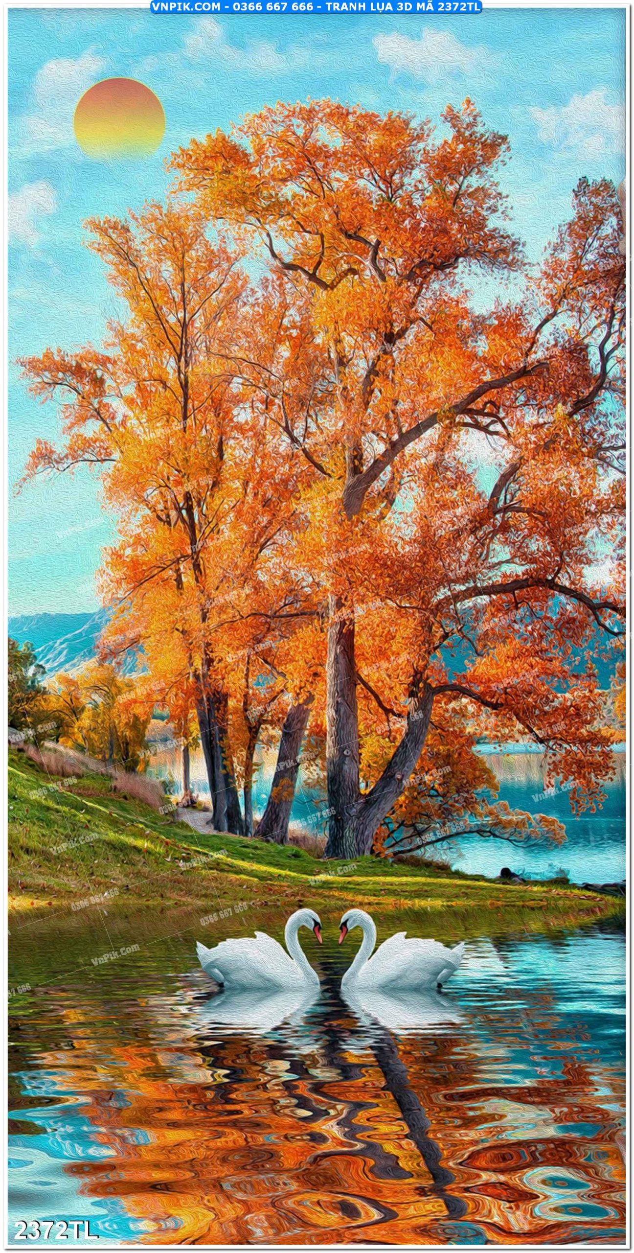 Tranh lụa 3D – Tranh trang trí dán tường 2372TL